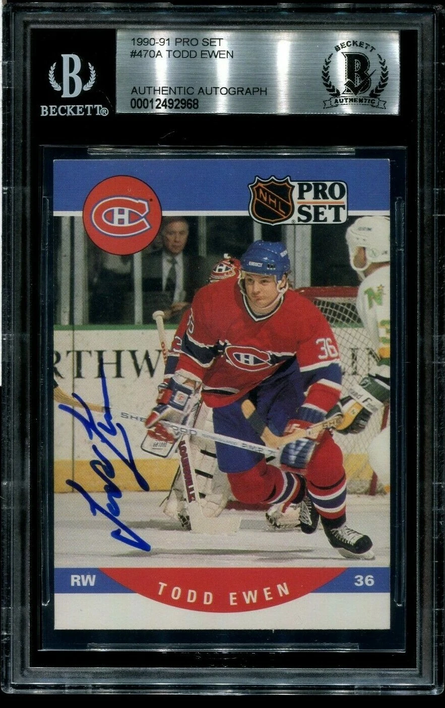 RARE TODD EWEN signed autographed 1990-91 PRO SET ROOKIE CARD RC BECKETT (BAS)