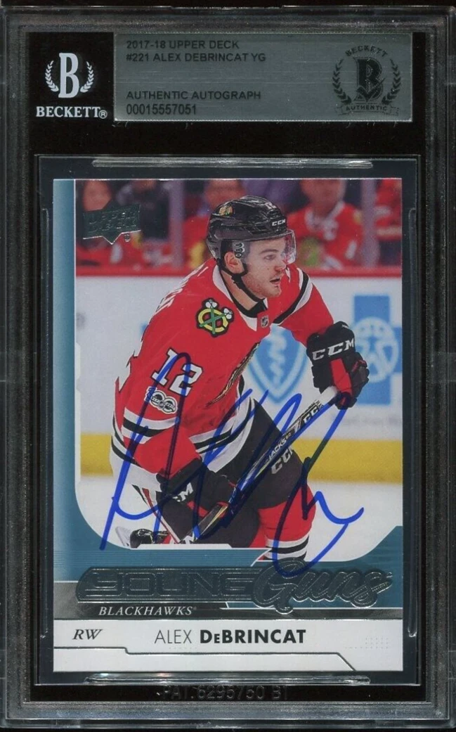 ALEX DEBRINCAT signed auto 2017-18 UD YOUNG GUNS ROOKIE CARD RC YG BECKETT (BAS)