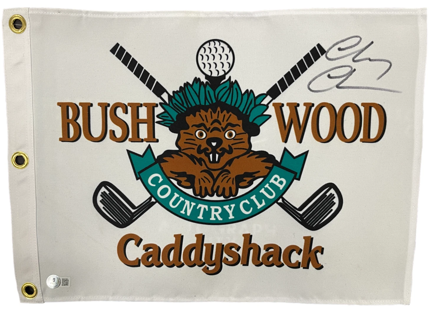 Chevy Chase Signed Caddyshack Bush Wood Country Club Flag Autograph Beckett