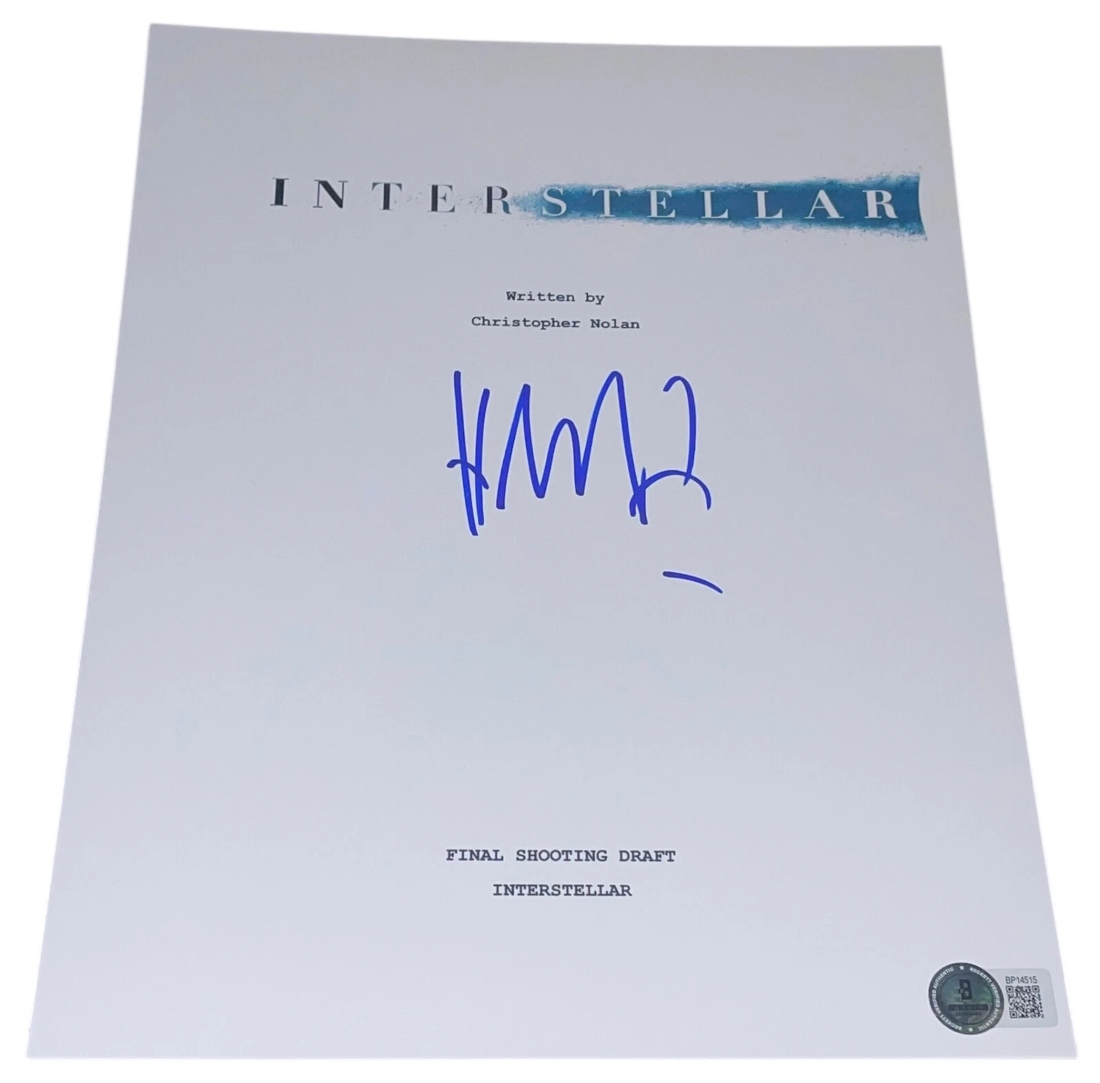 Hans Zimmer Signed Autograph Interstellar Full Movie Script Screenplay Beckett