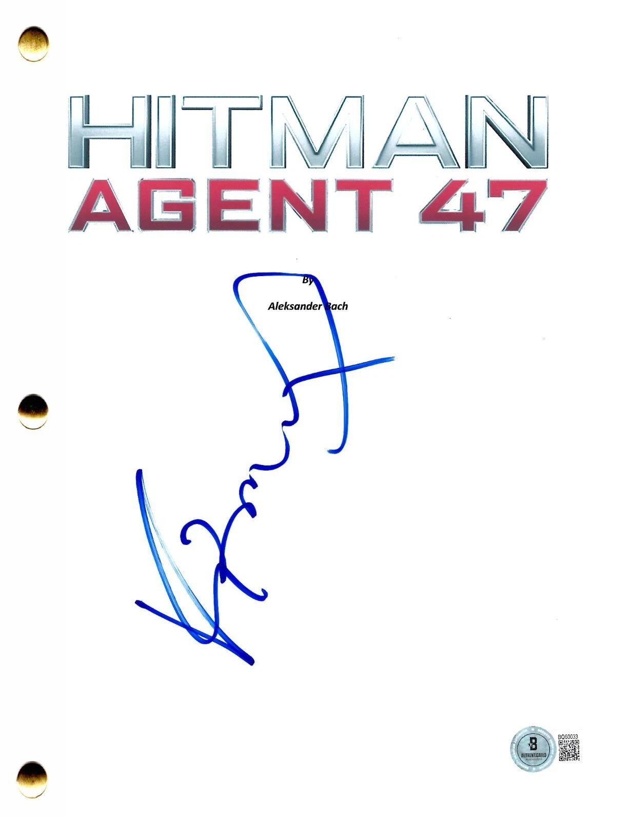 Rupert Friend Signed Hitman Agent 47 Script Authentic Autograph Beckett