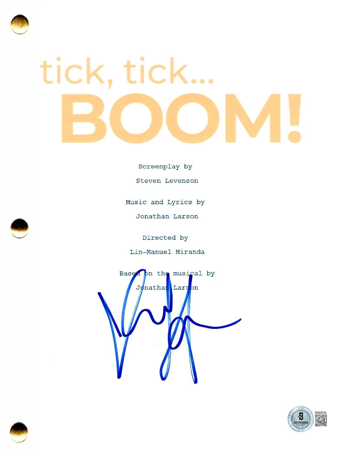 Vanessa Hudgens Signed Tick, Tick Boom Script Authentic Autograph Beckett