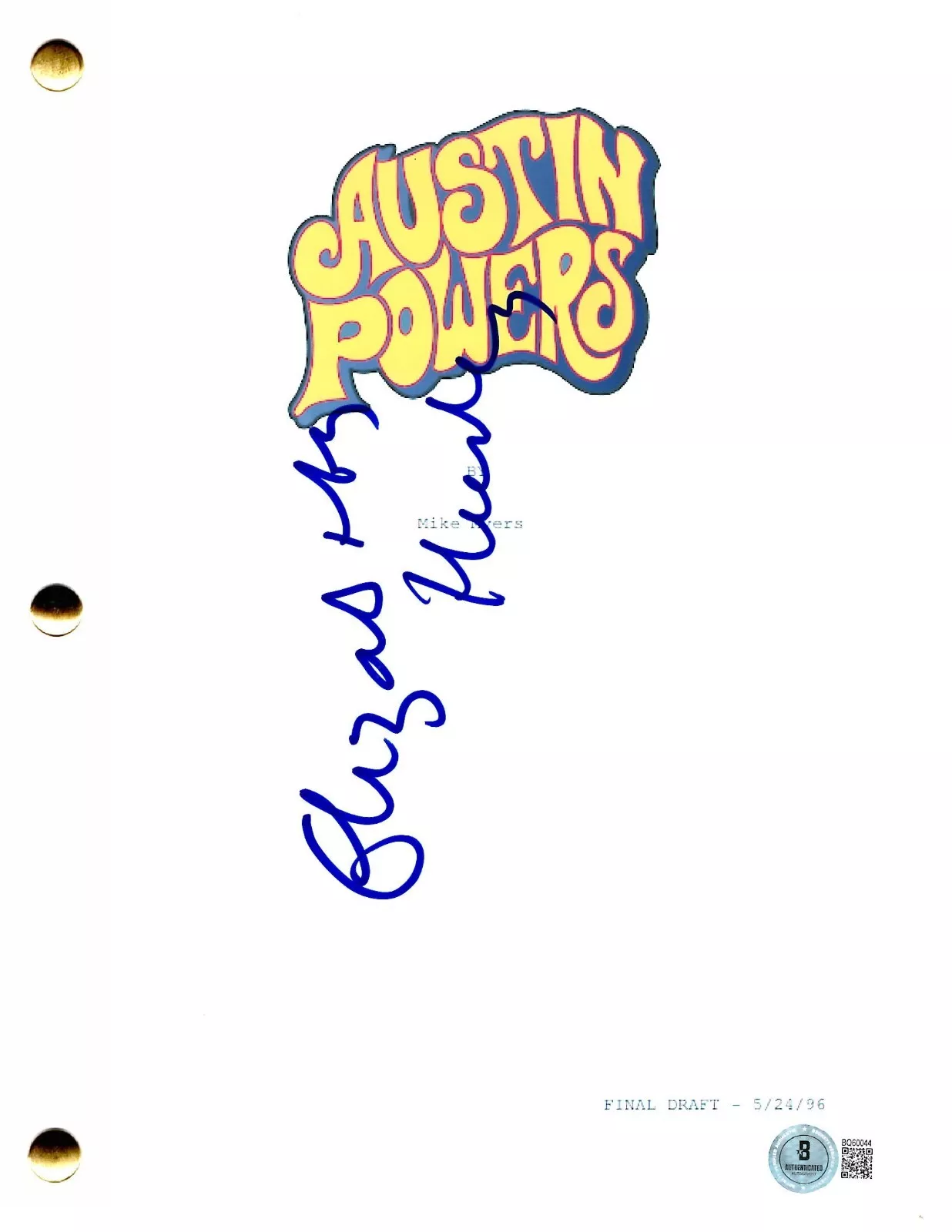 Elizabeth Hurley Signed Austin Powers Full Script Authentic Autograph Beckett