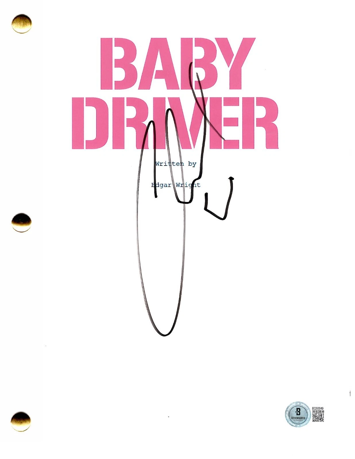 Ansel Elgort Signed Baby Driver Full Script Authentic Autograph Beckett