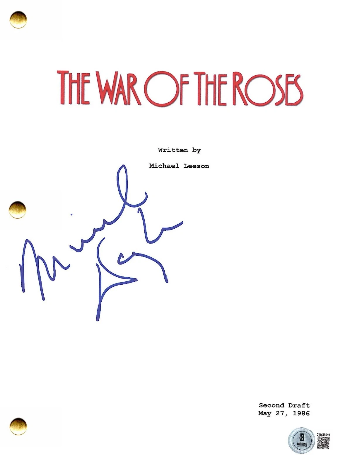 Michael Douglas Signed The War of the Roses Script Authentic Autograph Beckett