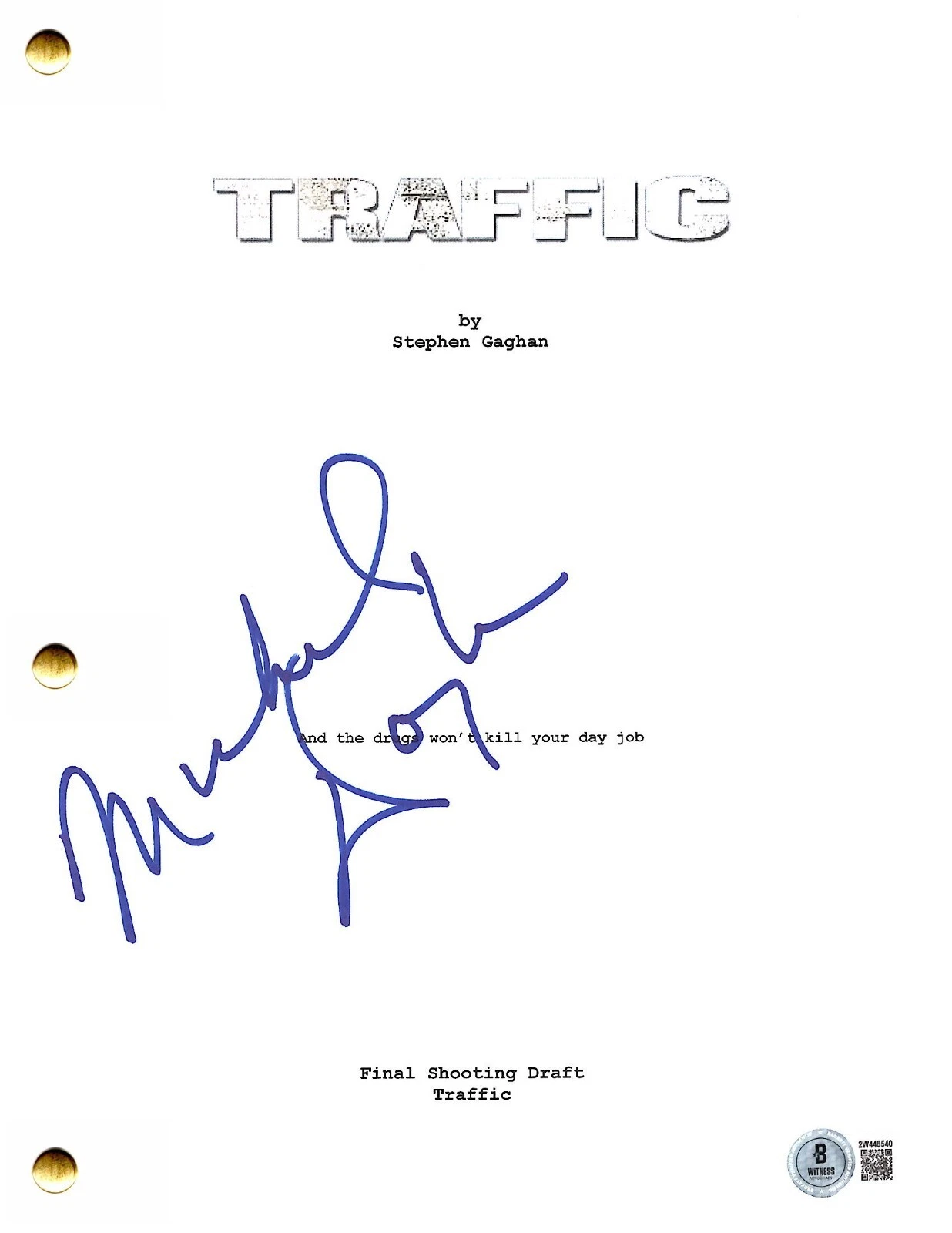 Michael Douglas Signed Traffic Full Script Authentic Autograph Beckett Witness