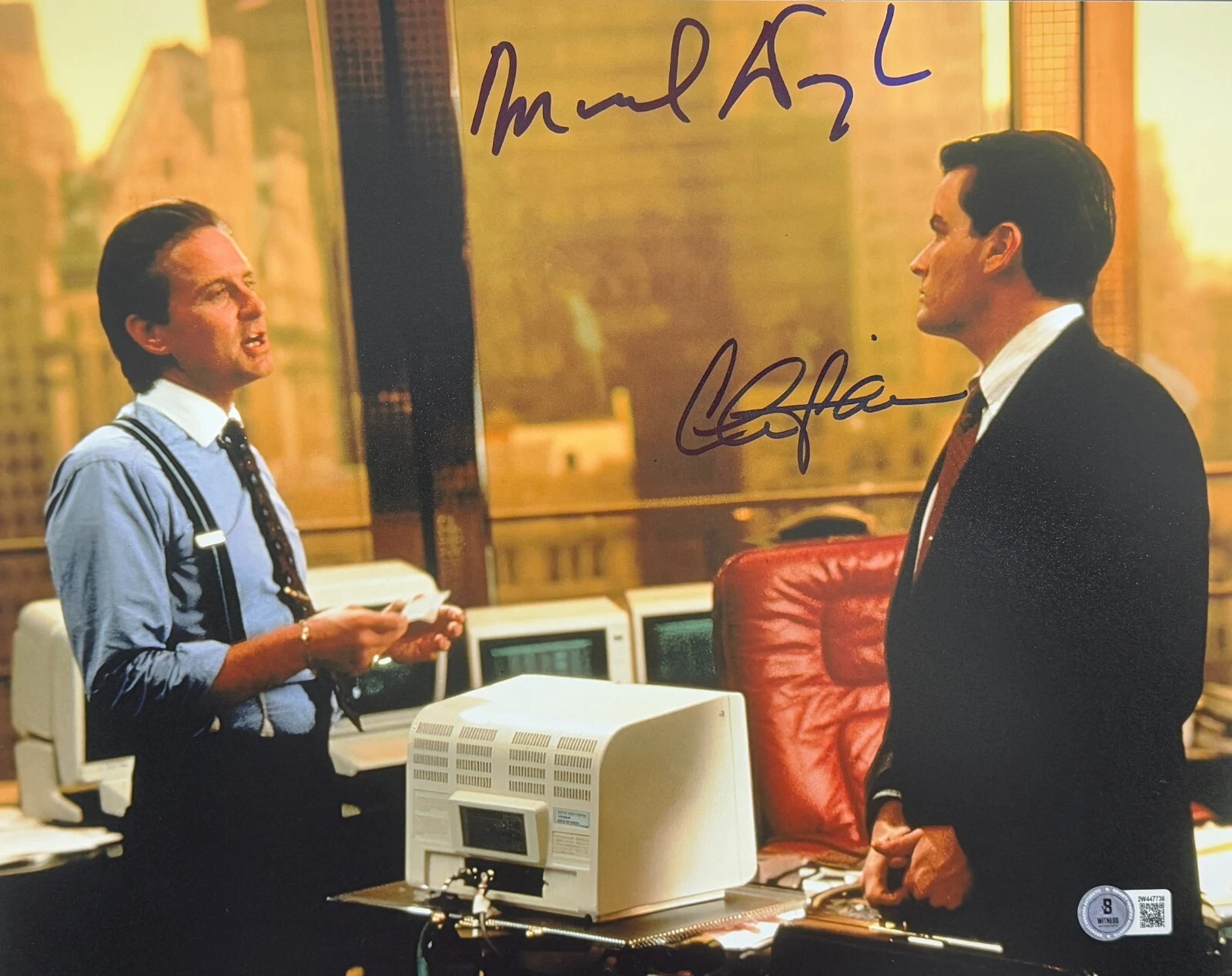 Michael Douglas Charlie Sheen Signed Wall Street 11x14 Photo Autograph Beckett