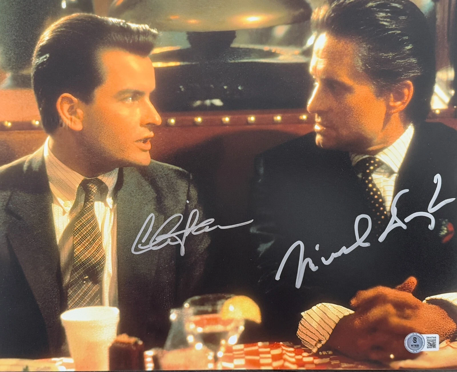 Michael Douglas Charlie Sheen Signed Wall Street 11x14 Photo Autograph Beckett