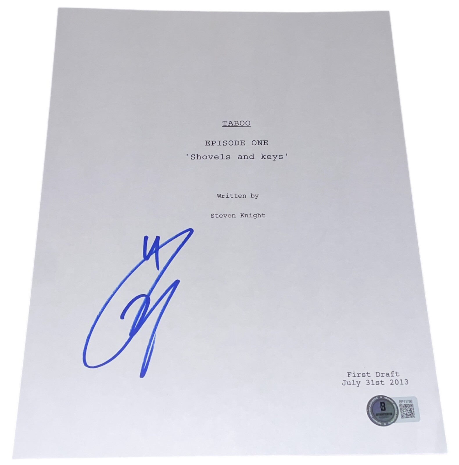 Tom Hardy Signed Autograph Taboo Pilot Full TV Episode Script Authentic Beckett