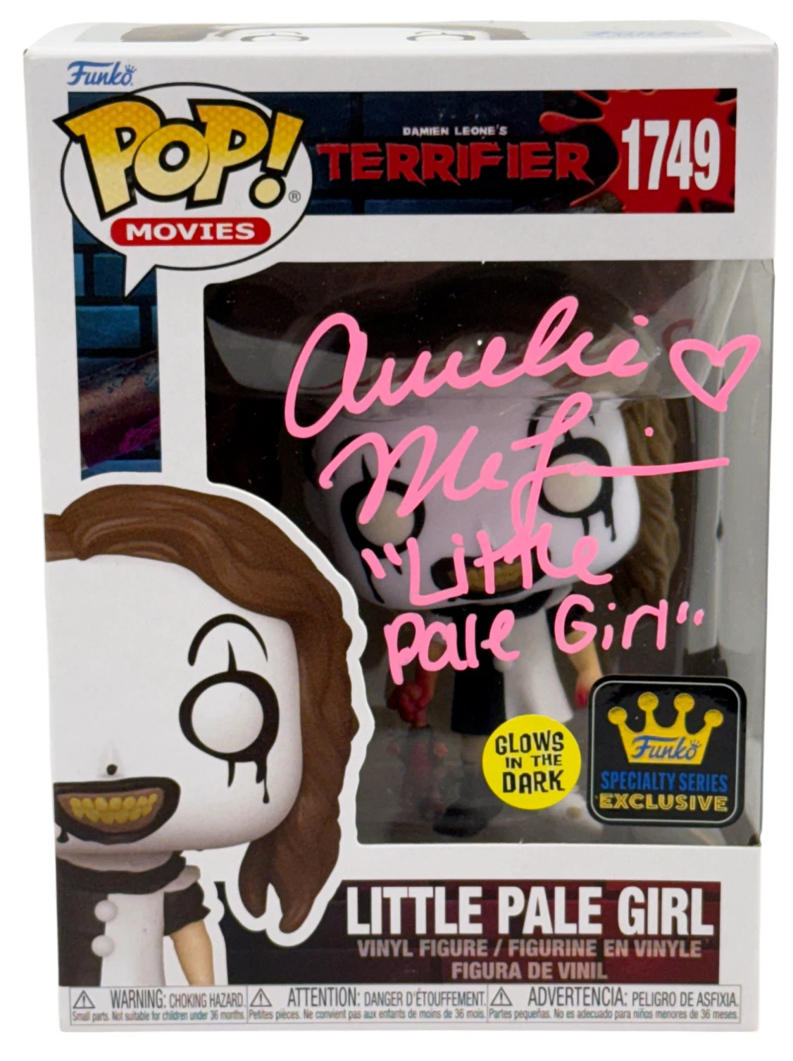 Amelie McLain Signed Little Pale Girl Exclusive Funko Terrifier Beckett Witness