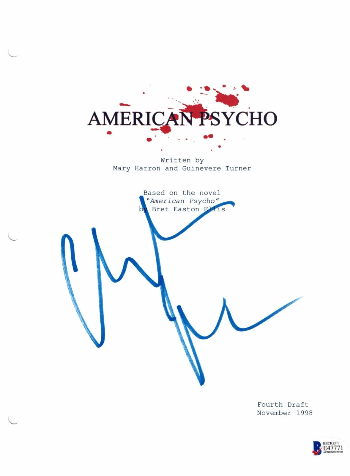 CHRISTIAN BALE SIGNED AMERICAN PSYCHO BECKETT BAS AUTOGRAPH AUTO A