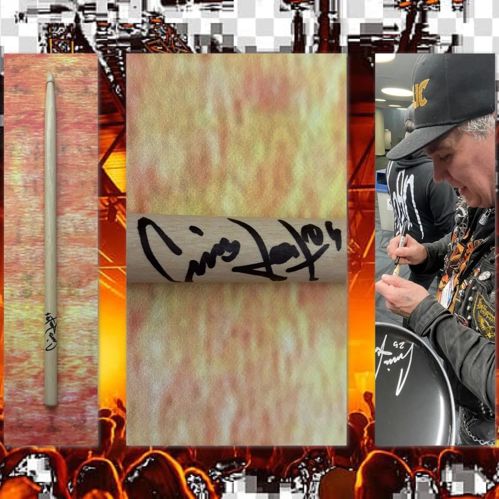 GFA MACHINE HEAD BAND DRUMMER * CHRIS KONTOS * SIGNED DRUMSTICK PROOF C4 COA COLLECTIBLE MEMORABILIA