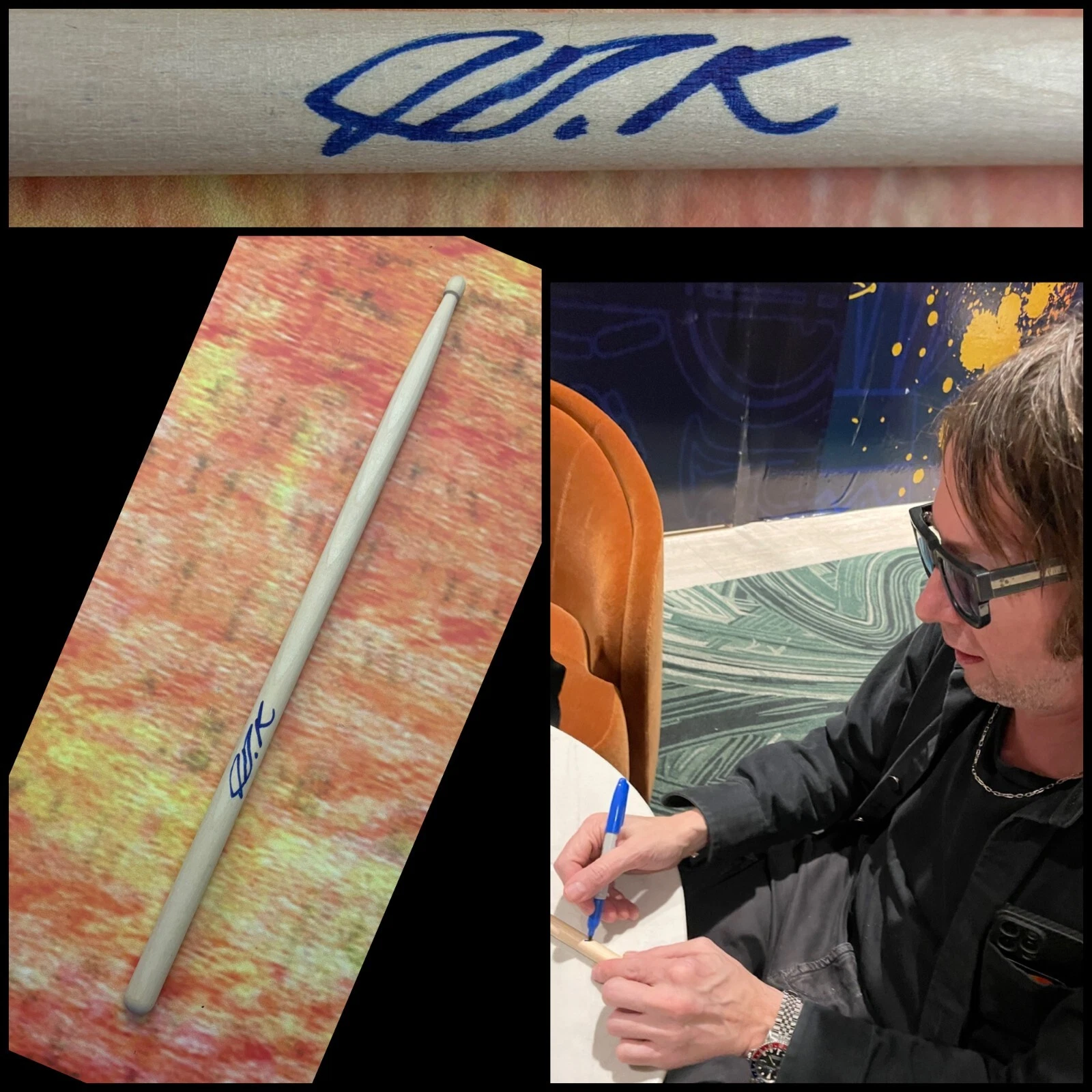GFA THE RACONTEURS DRUMMER * PATRICK KEELER * SIGNED DRUMSTICK PROOF P3 COA COLLECTIBLE MEMORABILIA