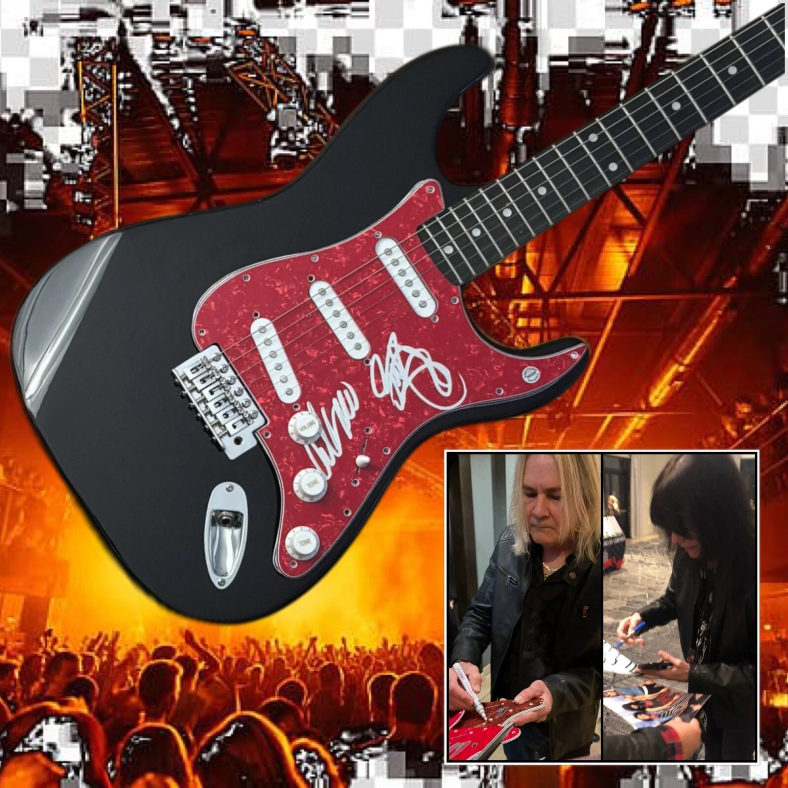 GFA Rudy Sarzo & Carlos Cavazo * QUIET RIOT * Signed Electric Guitar PROOF COA