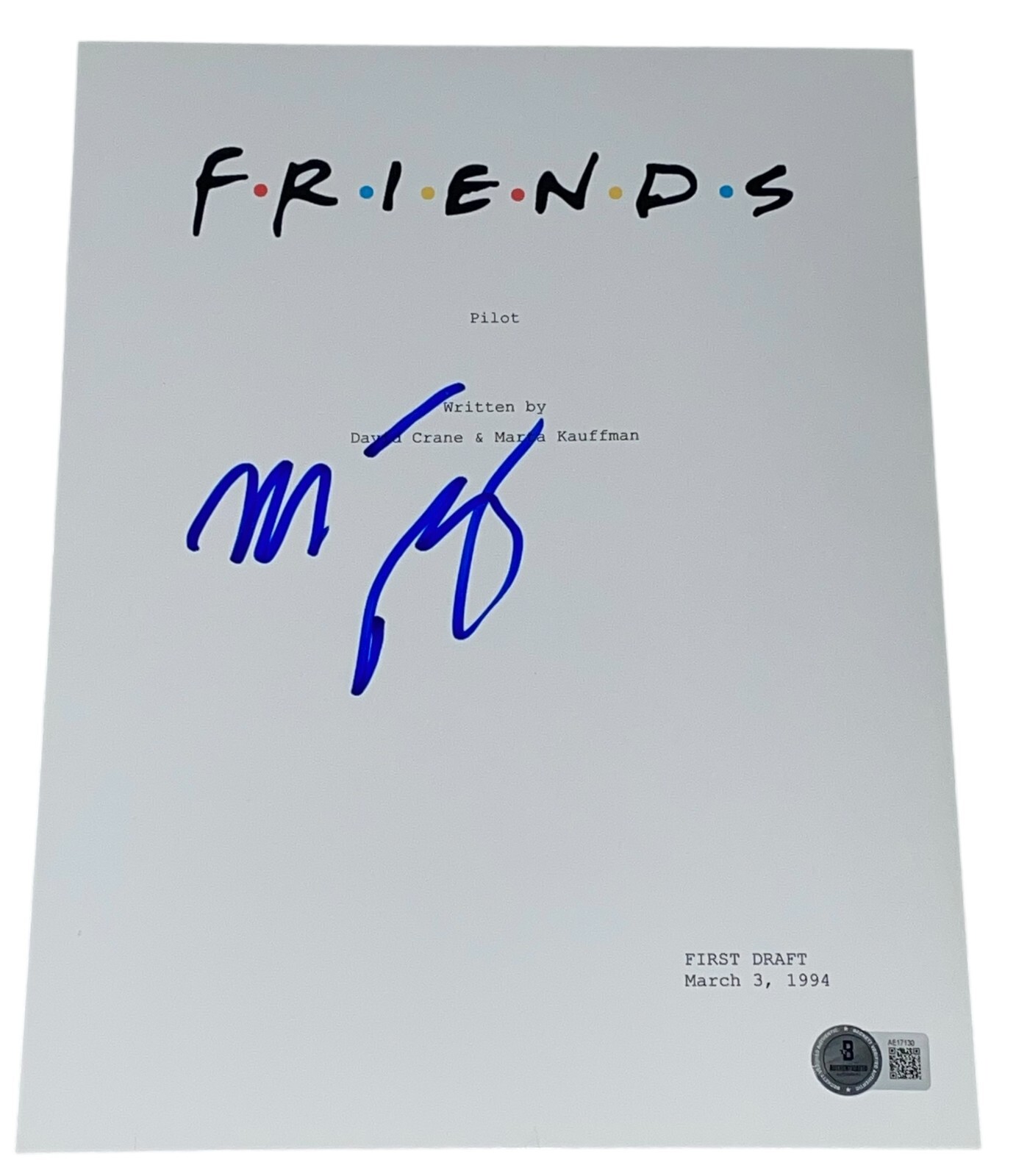 Matthew Perry Signed Autograph Friends Pilot TV Episode Script Chandler Beckett
