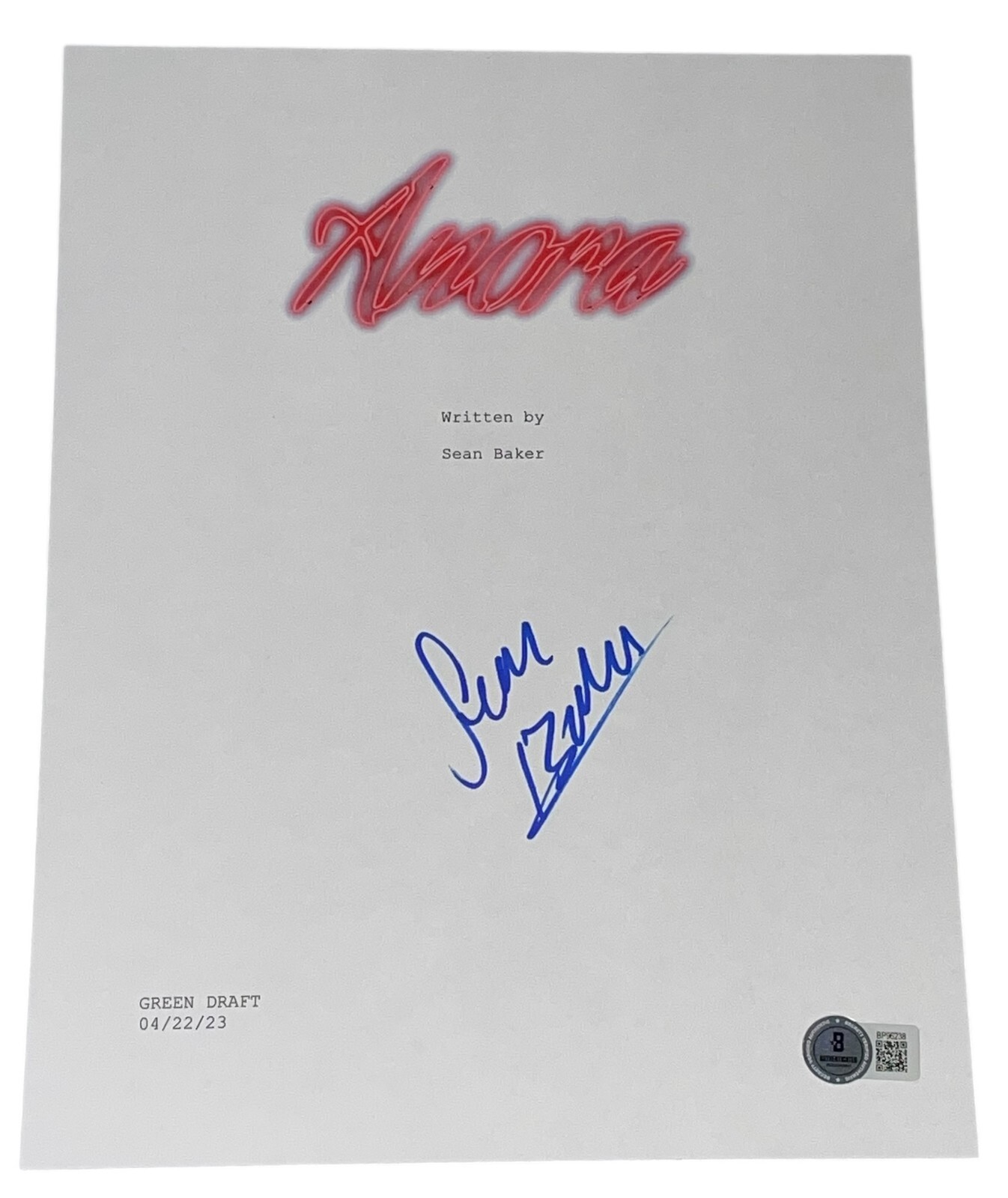 Sean Baker Signed Autograph Anora Full Movie Script Screenplay Beckett BAS NYC