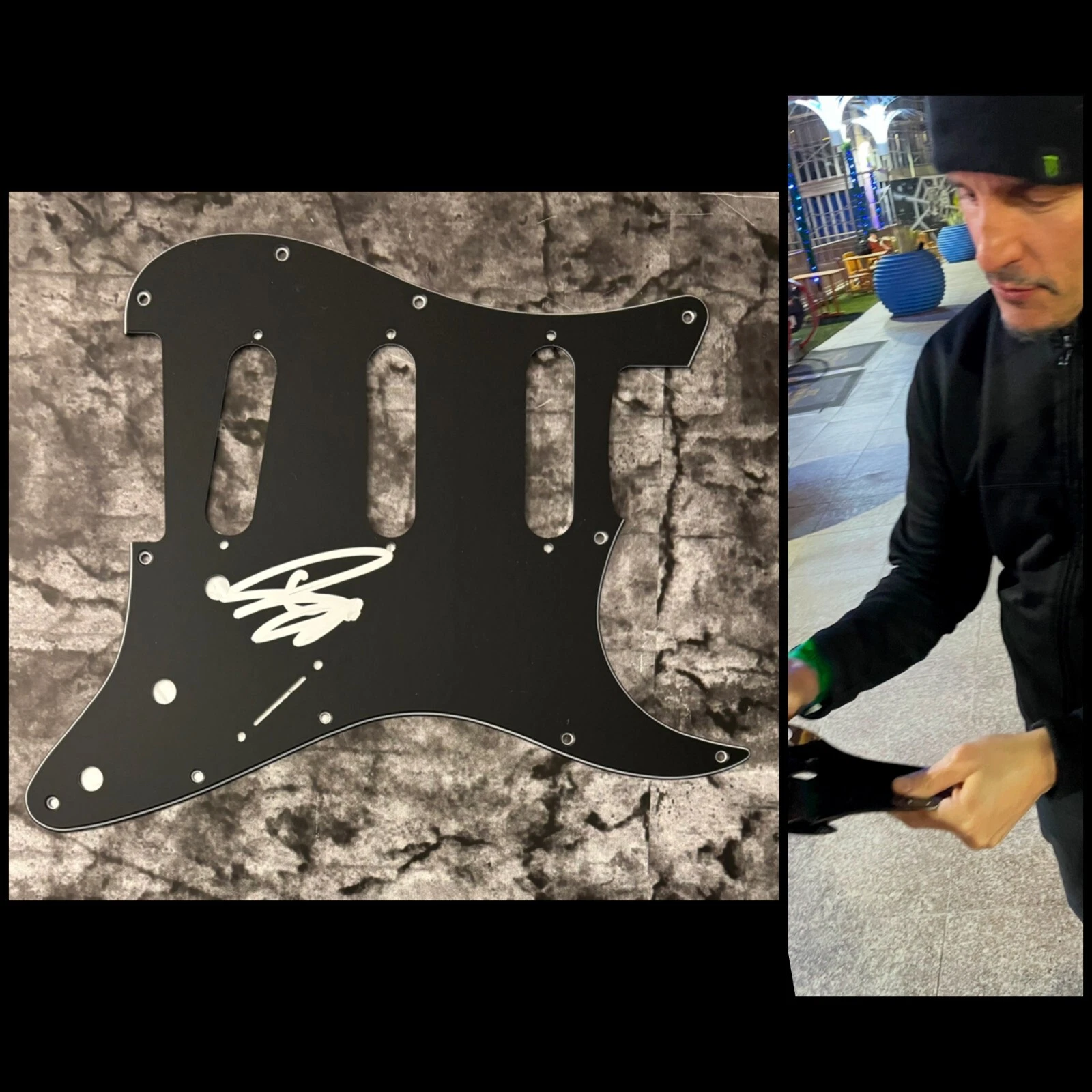 GFA Anthrax Band Bassist * FRANK BELLO * Signed Electric Pickguard PROOF COA