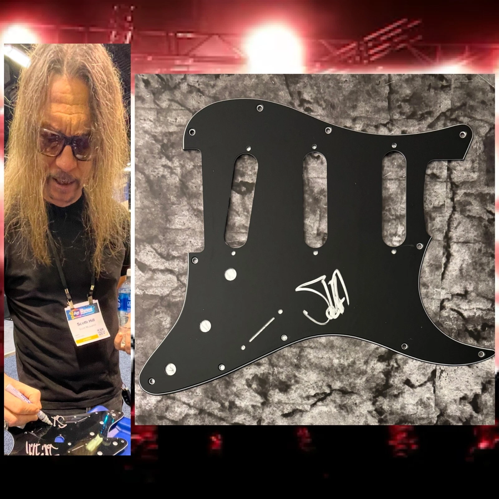 GFA Skid Row Guitarist * SCOTTI HILL * Signed Electric Pickguard PROOF COA