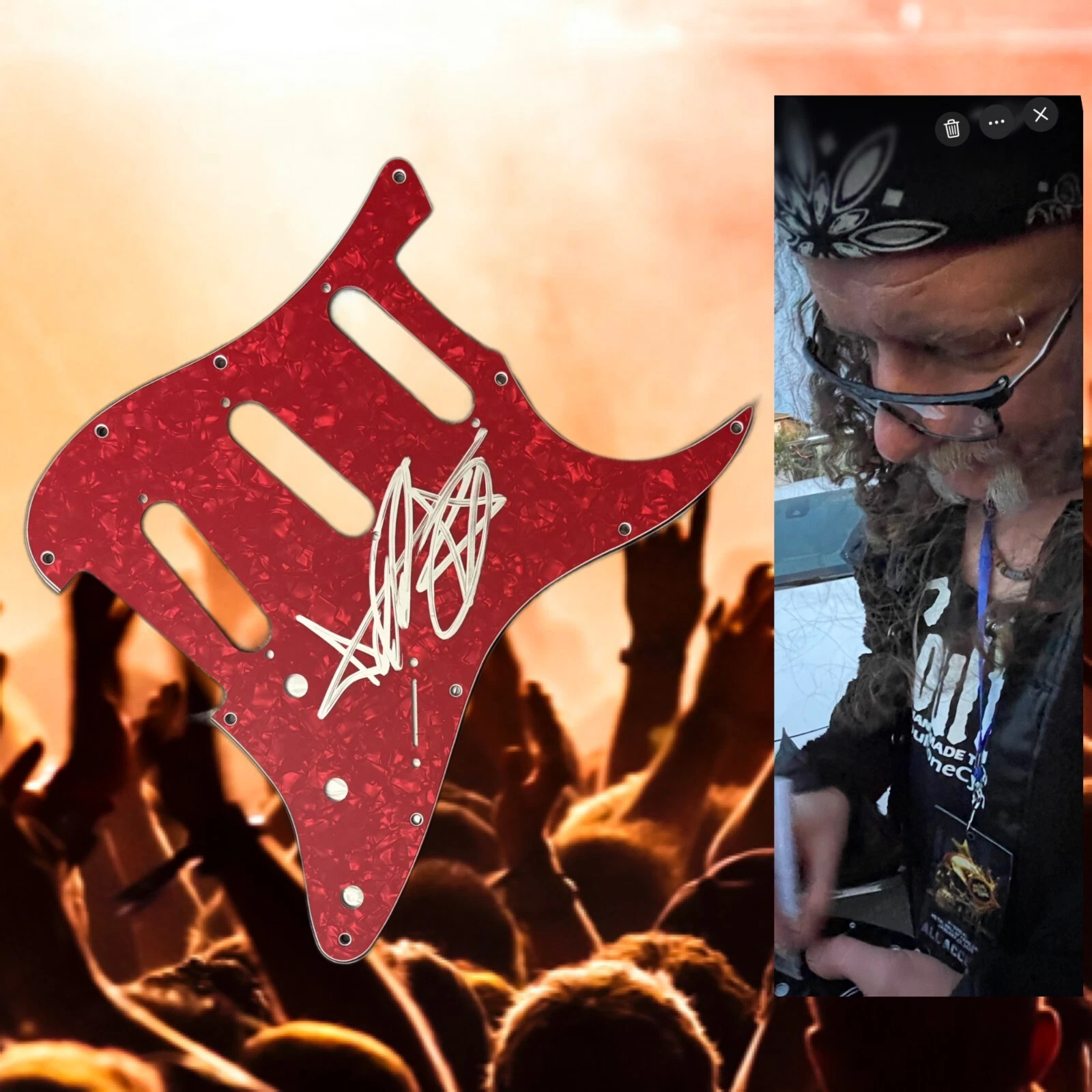 GFA White Zombie Drummer * IVAN de PRUME * Signed Electric Pickguard COA