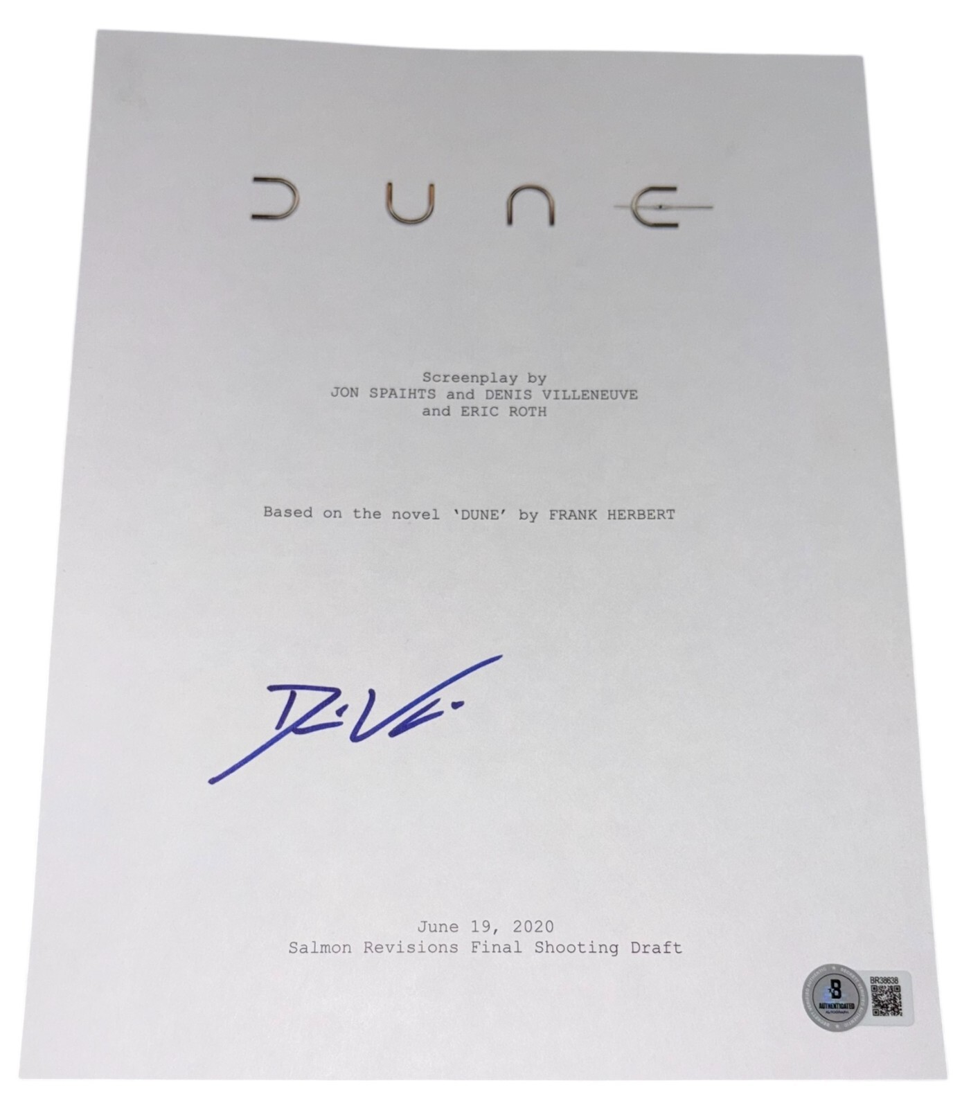 Denis Villeneuve Signed Autograph Dune Full Movie Script Screenplay Beckett BAS