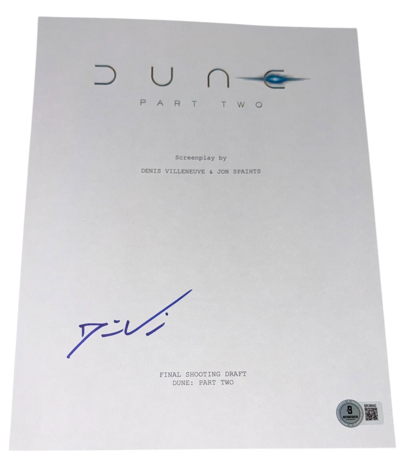 Denis Villeneuve Signed Autograph Dune: Part Two Movie Script Screenplay Beckett