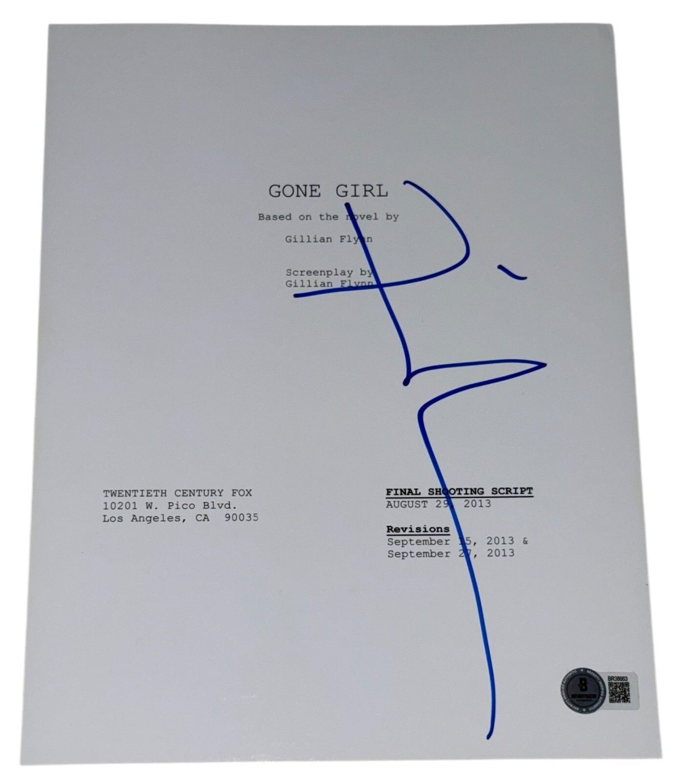 David Fincher Signed Autograph Gone Girl Full Movie Script Screenplay Beckett