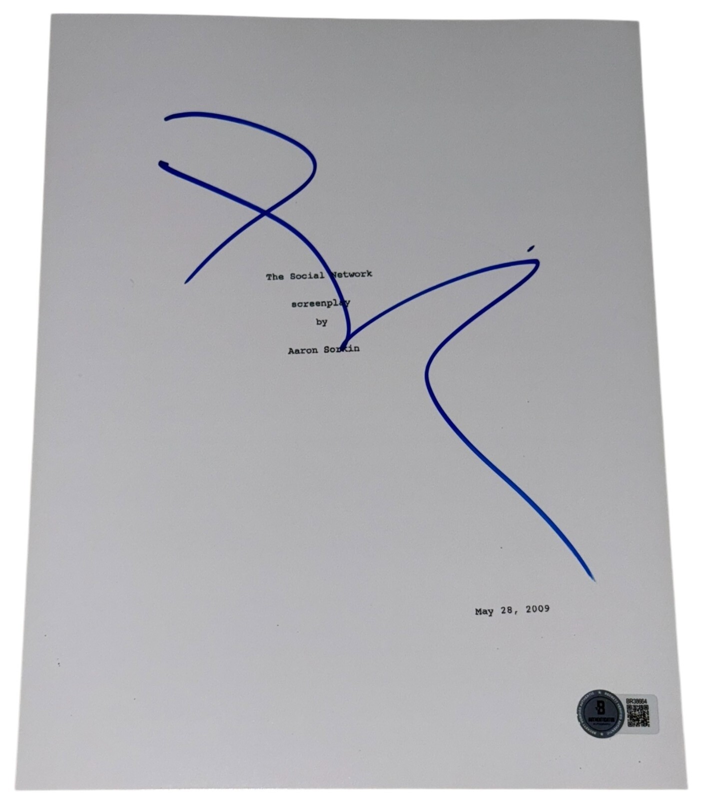 David Fincher Signed Autograph The Social Network Movie Script Screenplay BAS