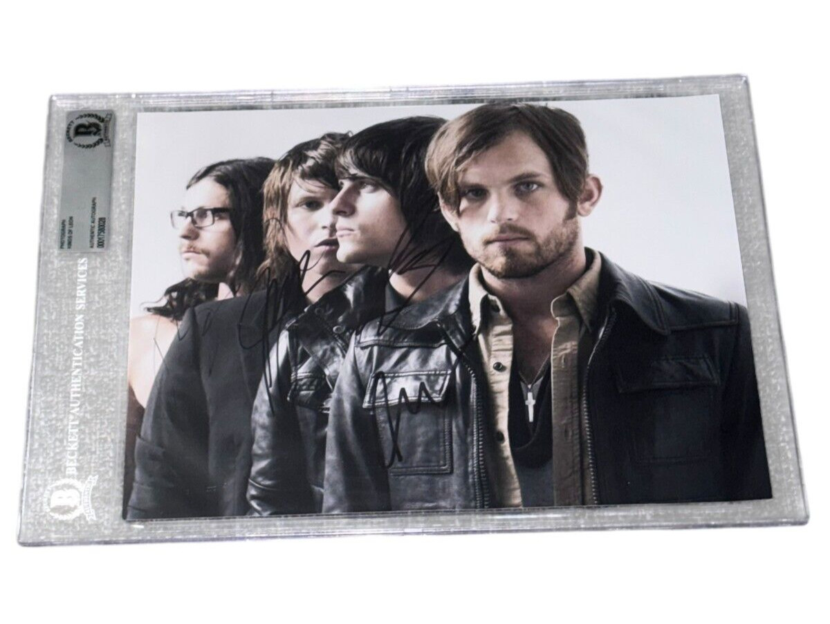 Kings Of Leon Band 3+ Signed Autograph 8x10 Photo Authentic Beckett Slabbed BAS