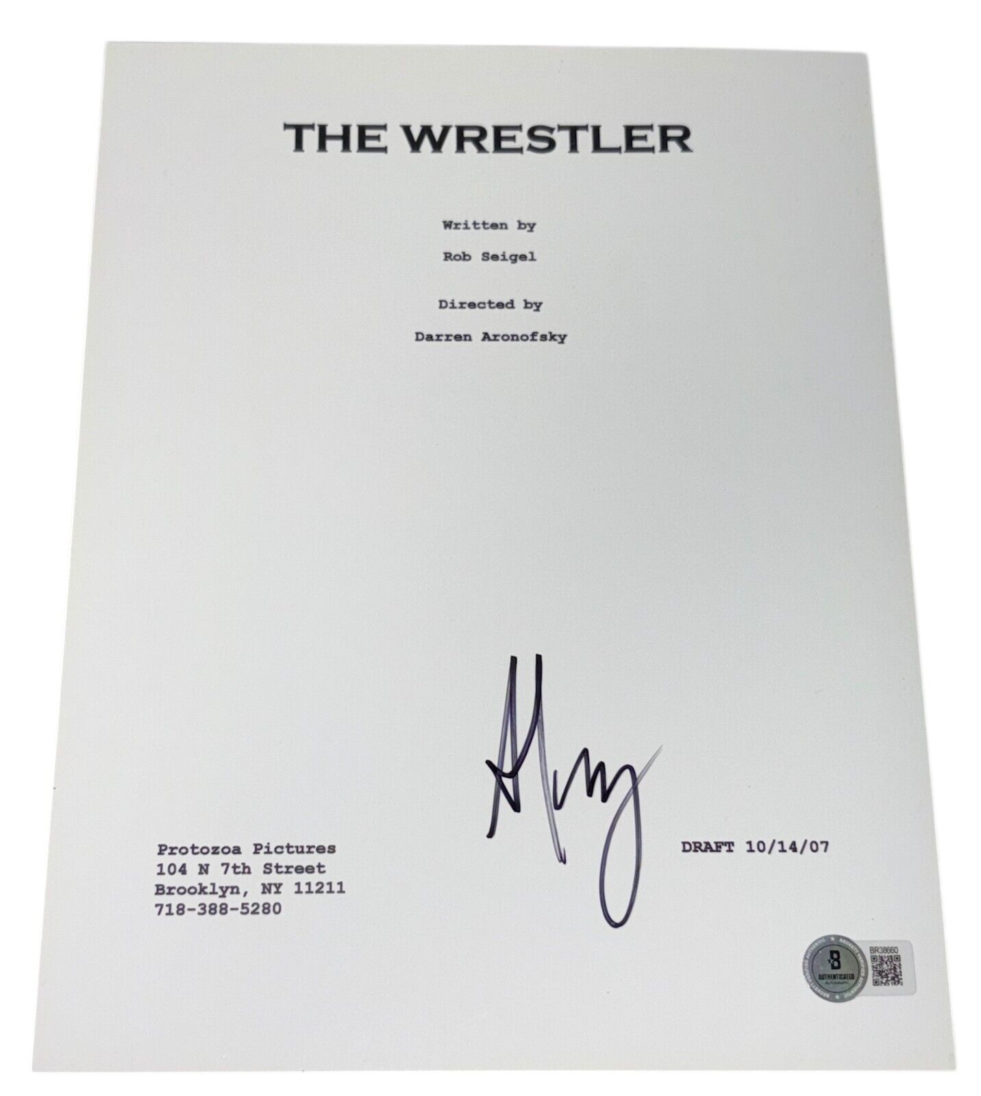 Darren Aronofsky Signed Autograph The Wrestler Full Movie Script Screenplay BAS