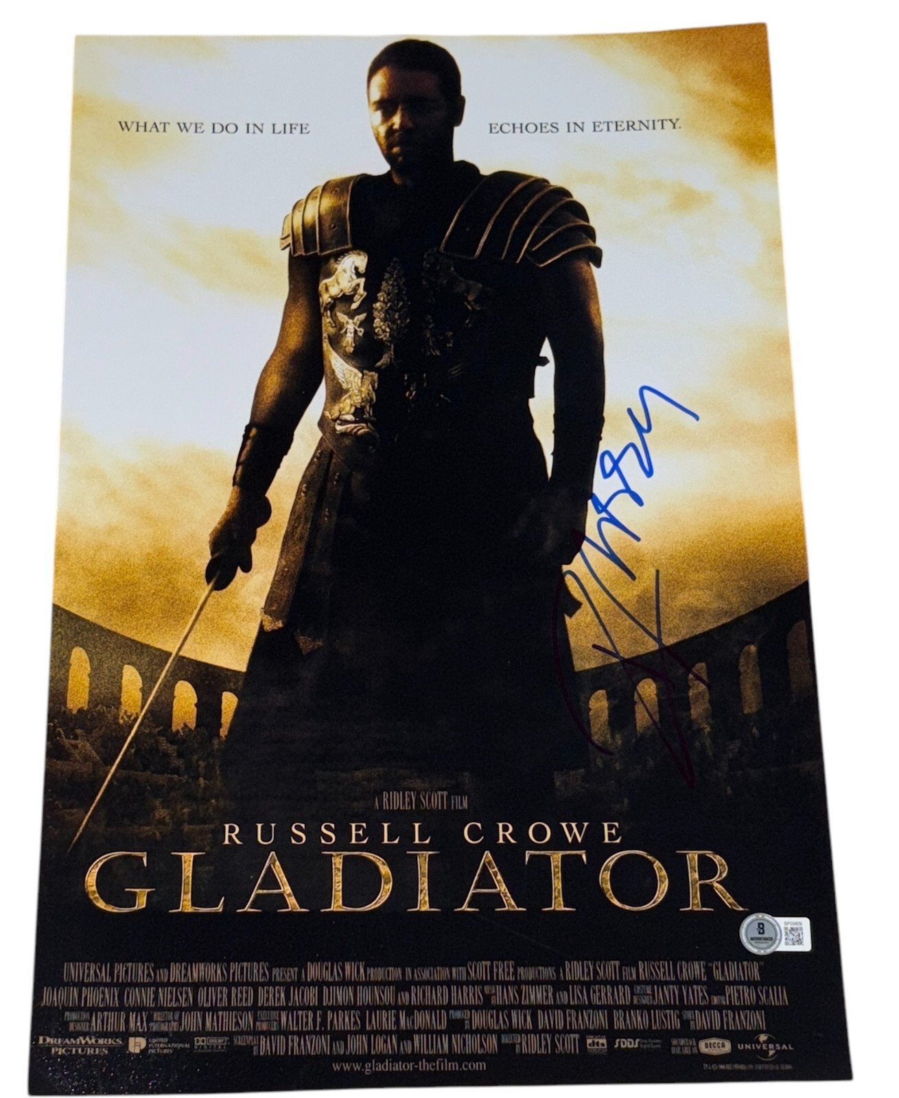 Russell Crowe Signed Autograph 12x18 Movie Poster Gladiator Maximus Beckett BAS