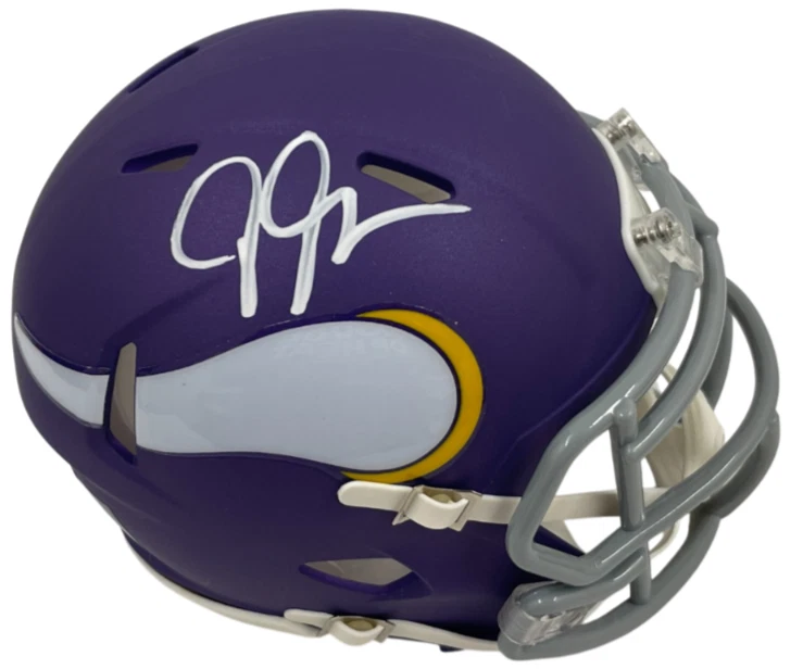 Justin Jefferson Minnesota Vikings Mini Speed Replica Helmet Tribute Beckett
