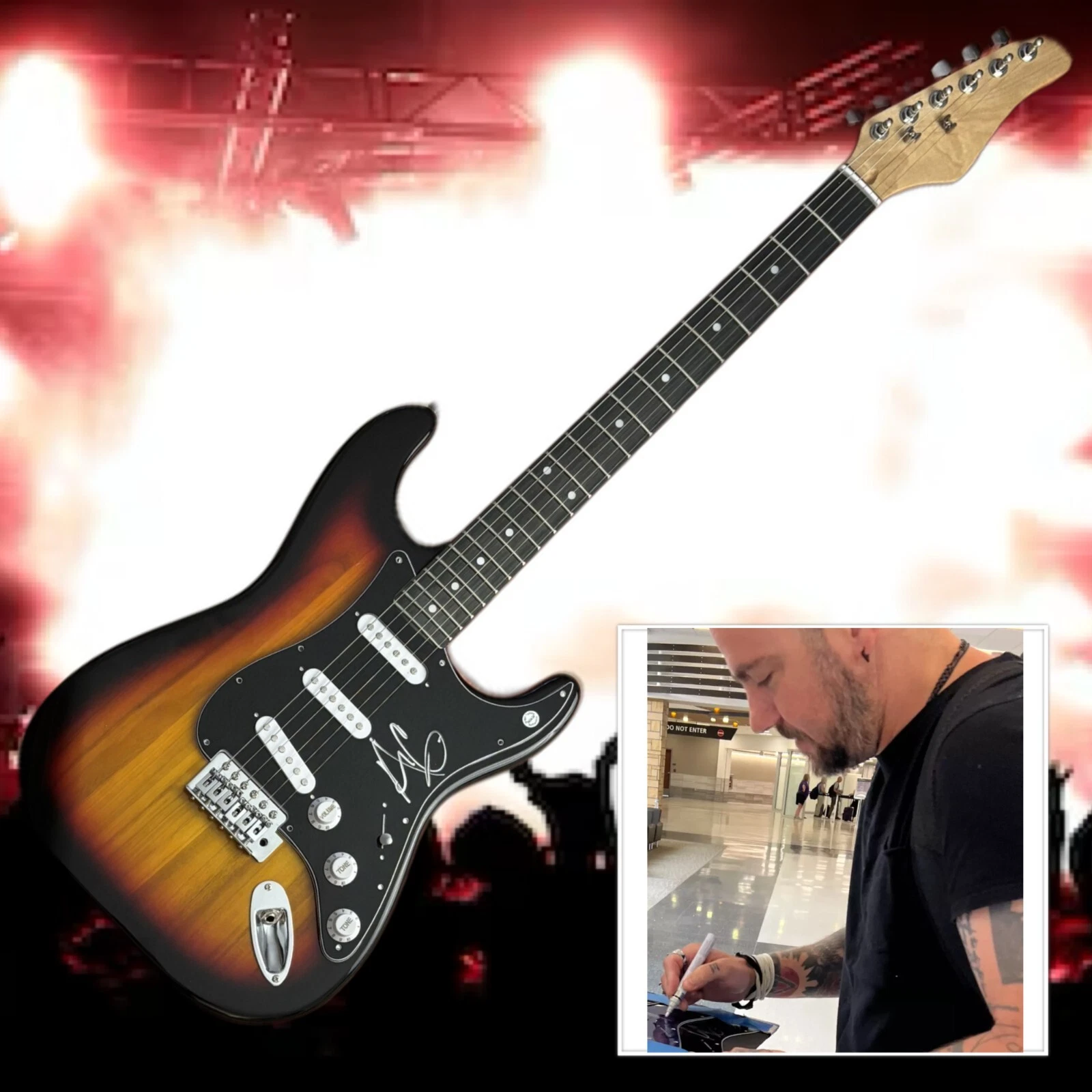 GFA Three Days Grace Singer * ADAM GONTIER * Signed Electric Guitar PROOF COA