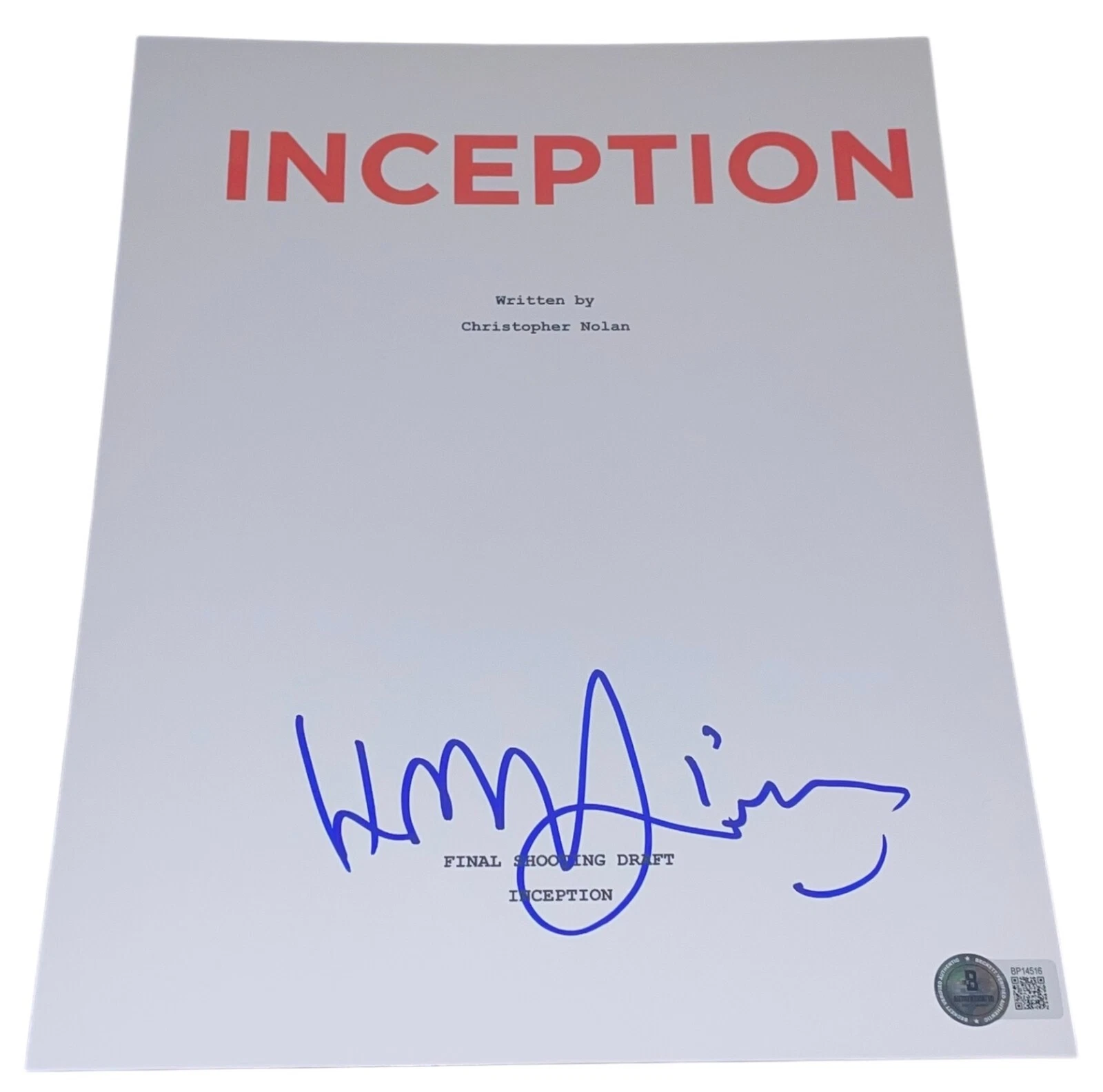 Hans Zimmer Signed Autograph Inception Full Movie Script Screenplay Beckett BAS