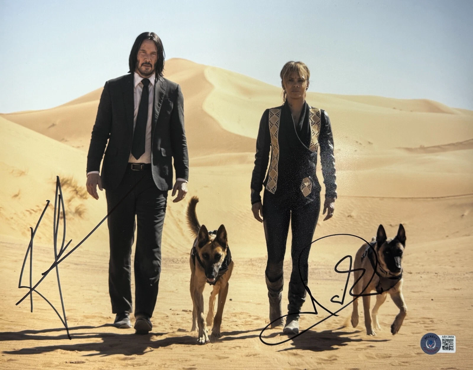 Keanu Reeves Halle Berry Signed 11x14 Photo John Wick Autograph Beckett