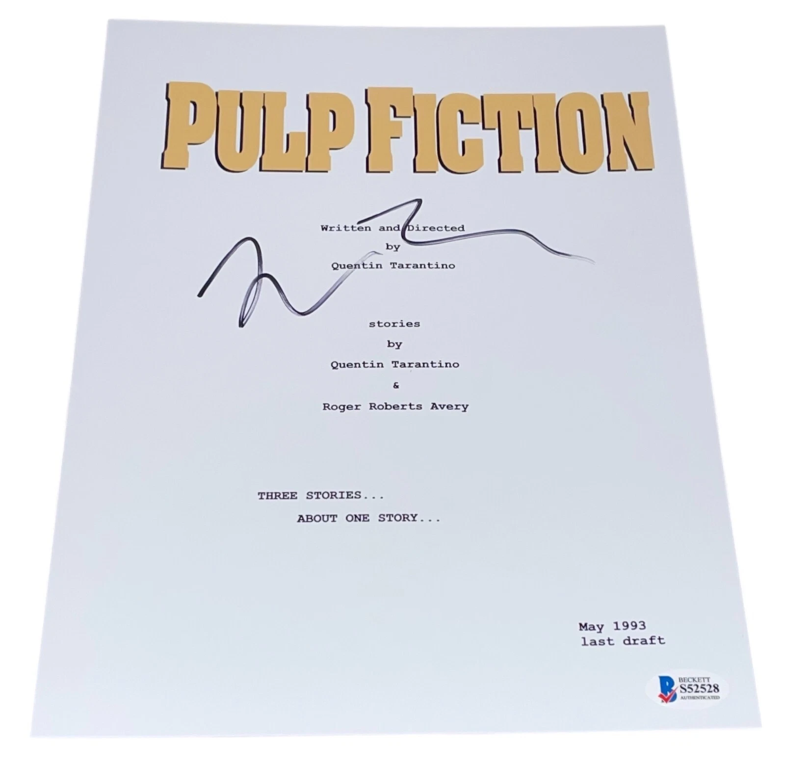 Quentin Tarantino Signed Autograph Pulp Fiction Script Screenplay Beckett BAS NY