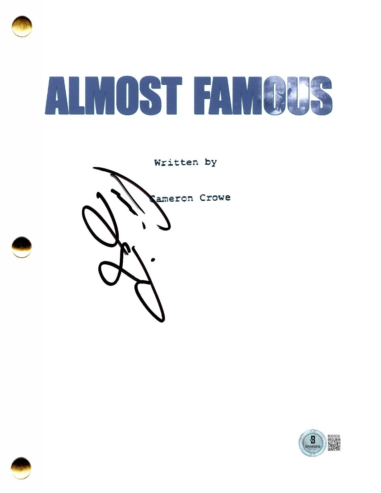 Patrick Fugit Signed Almost Famous Full Script Authentic Autograph Beckett