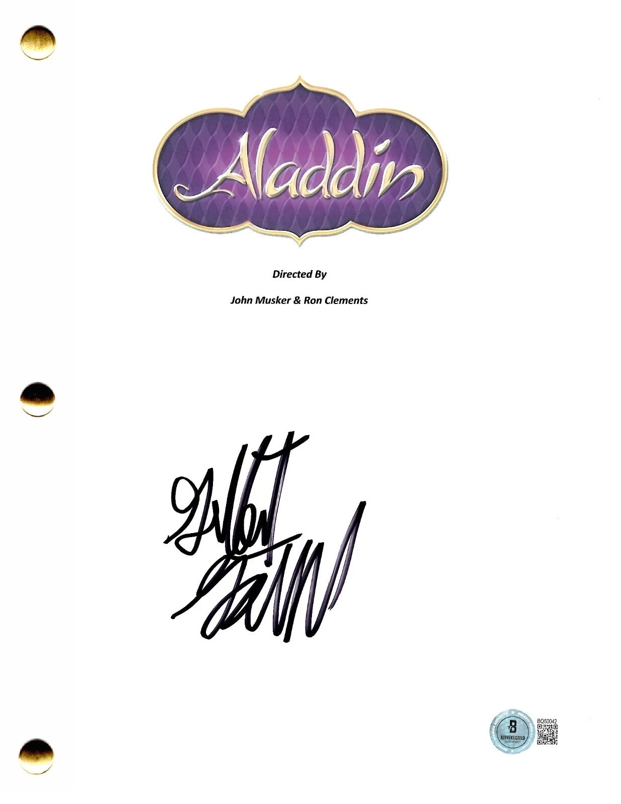 Gilbert Gottfried Signed Aladdin Full Script Authentic Autograph Beckett