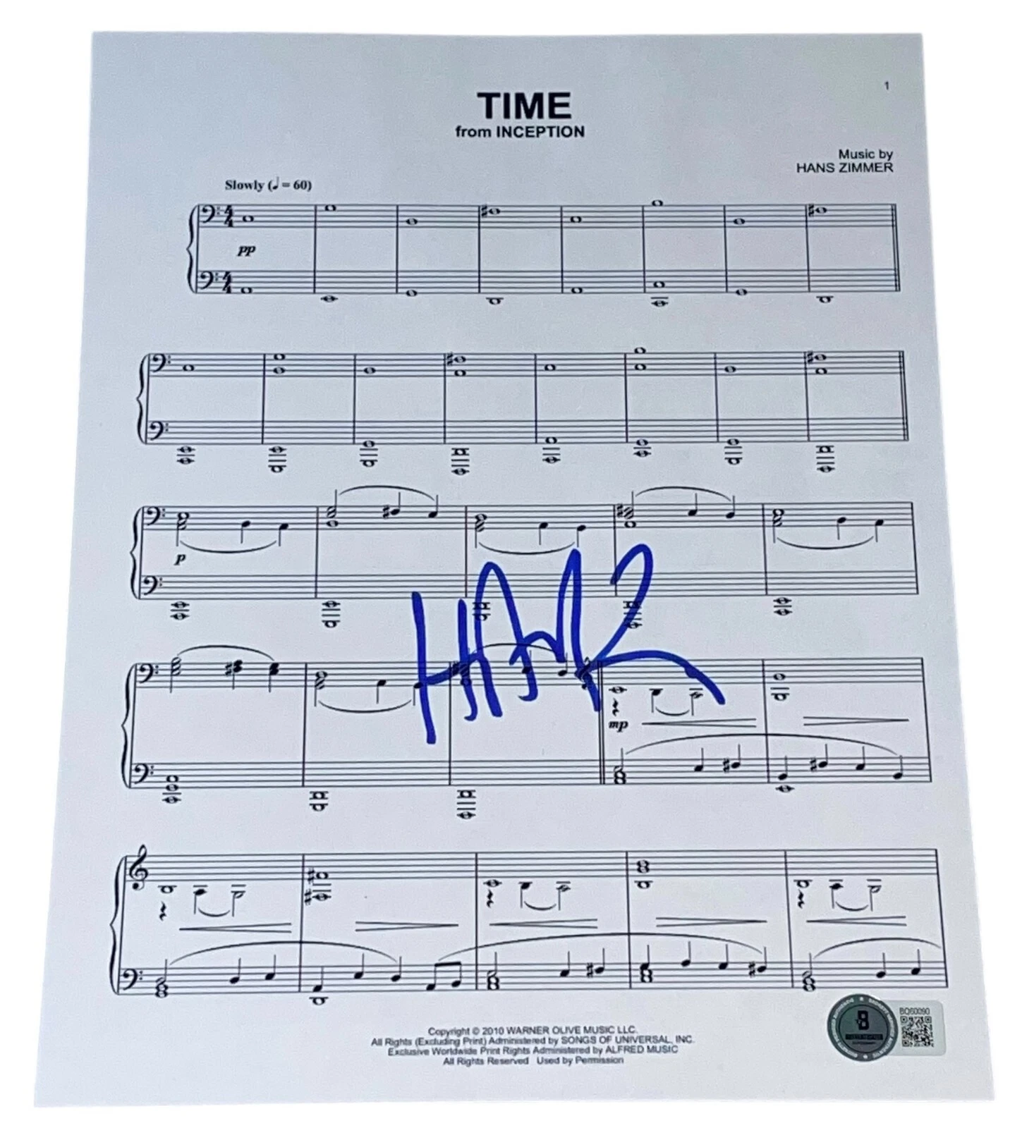 Composer Hans Zimmer Signed Autograph Sheet Music 