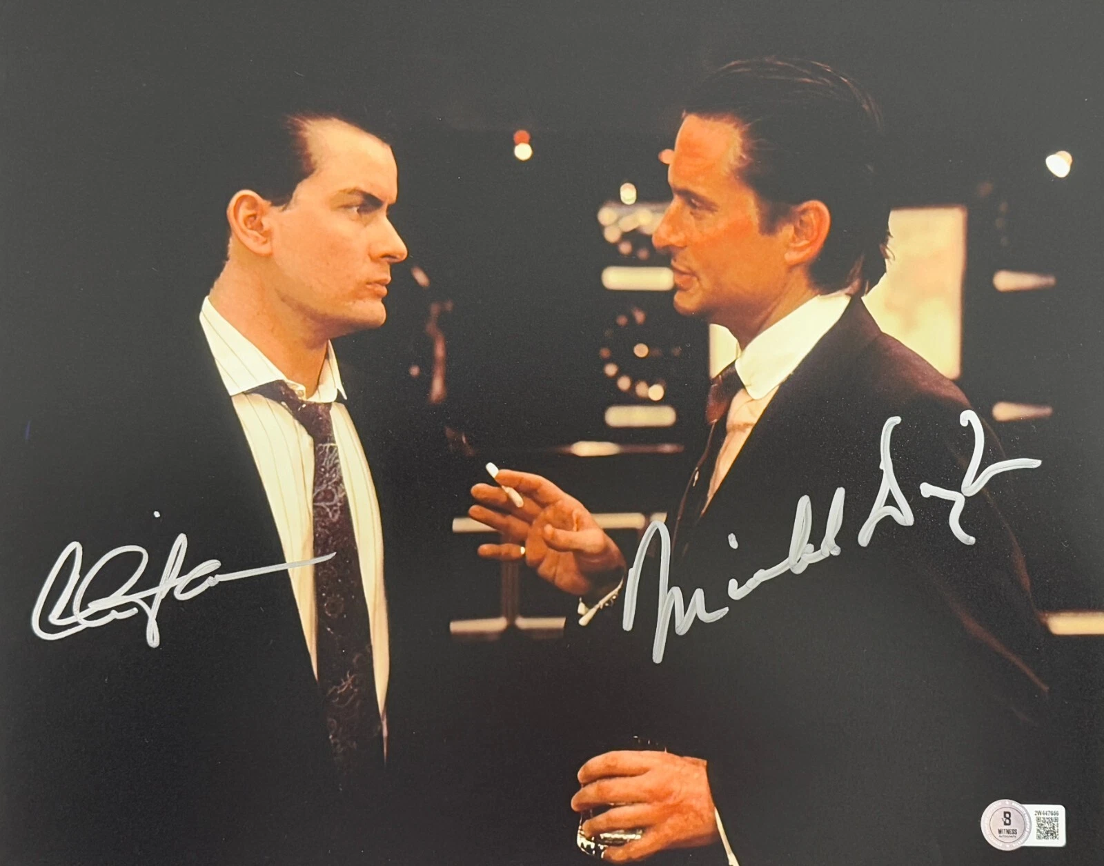 Michael Douglas Charlie Sheen Signed Wall Street 11x14 Photo Autograph Beckett
