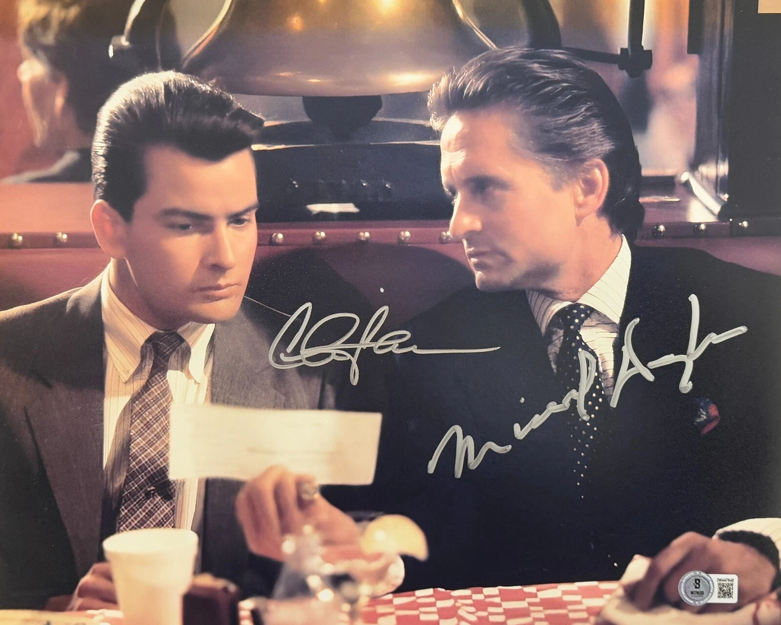 Michael Douglas Charlie Sheen Signed Wall Street 11x14 Photo Autograph Beckett