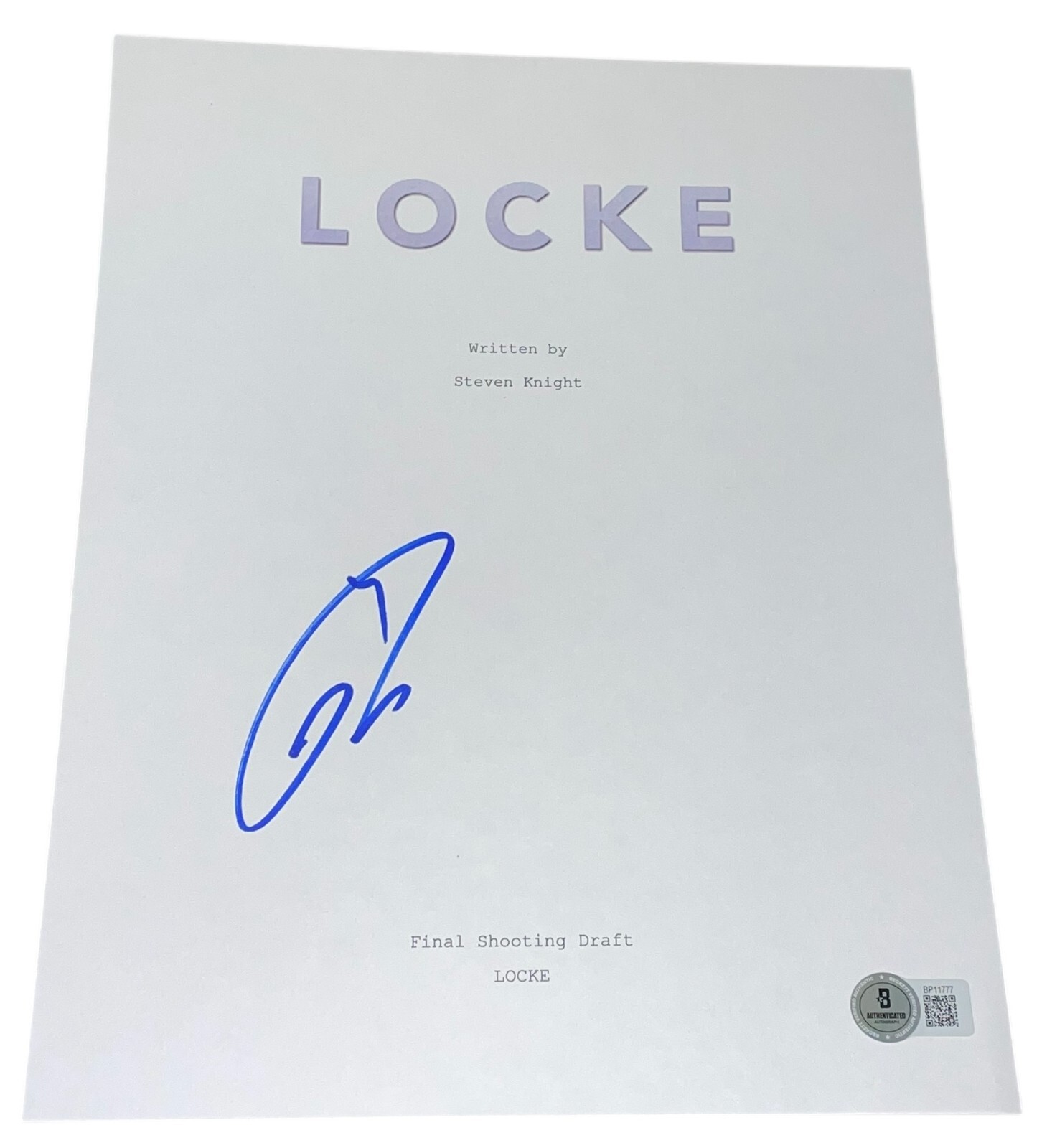 Tom Hardy Signed Autograph Locke Full Movie Script Screenplay Authentic Beckett