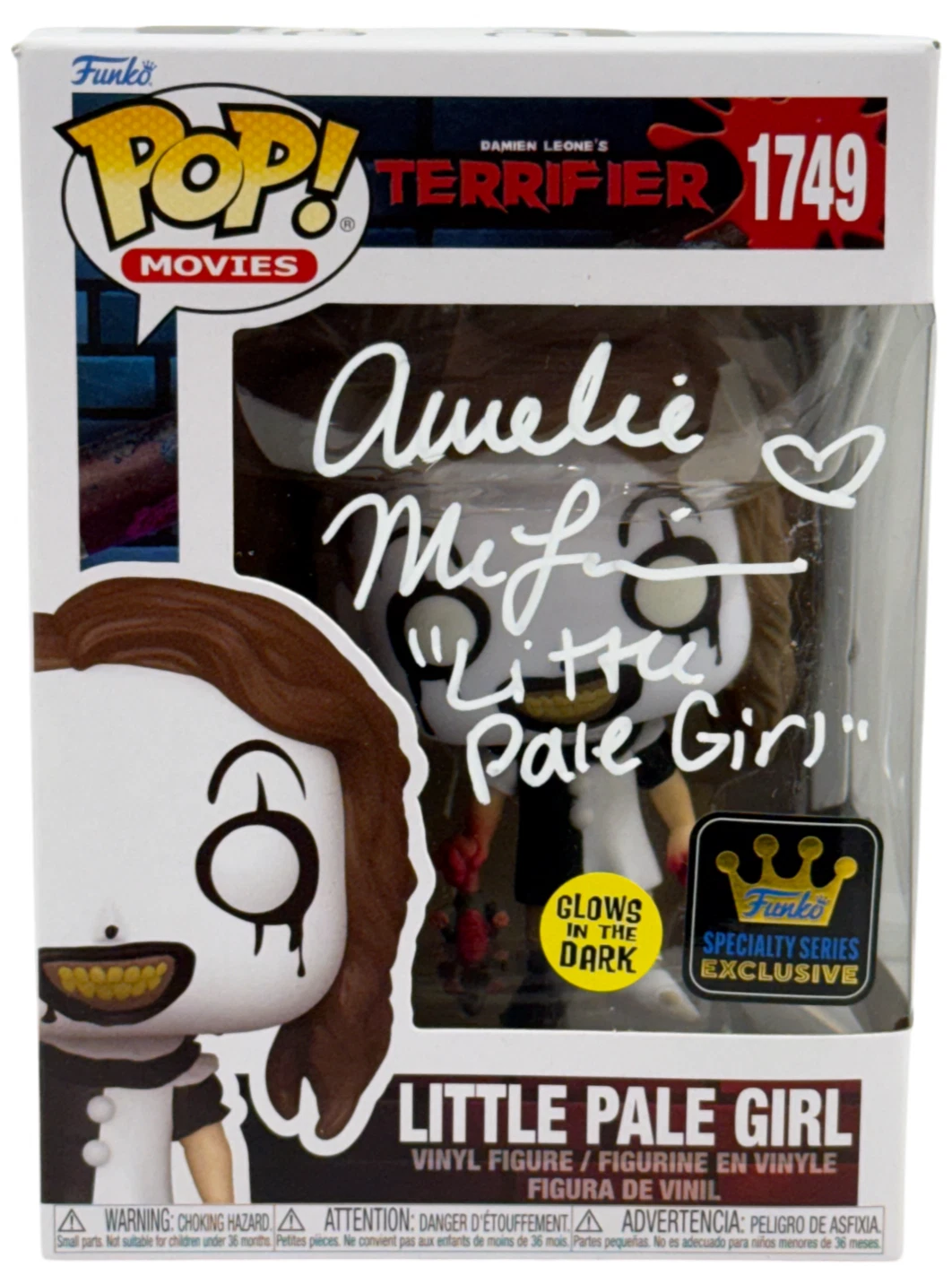 Amelie McLain Signed Little Pale Girl Exclusive Funko Terrifier Beckett Witness