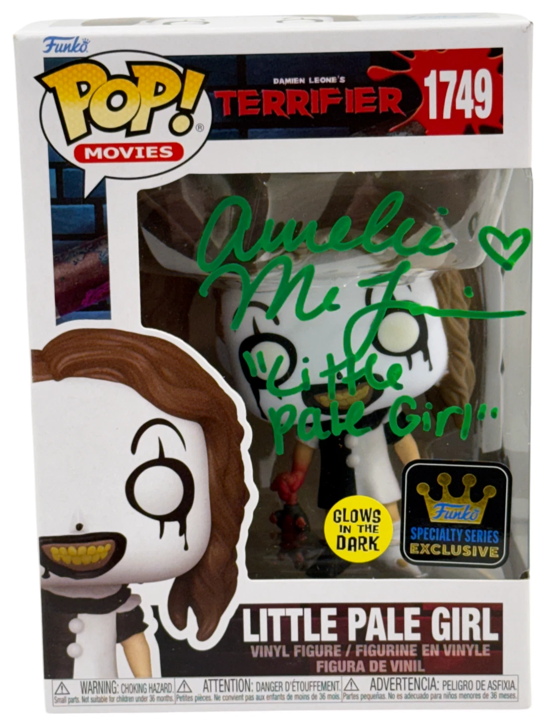 Amelie McLain Signed Little Pale Girl Exclusive Funko Terrifier Beckett Witness