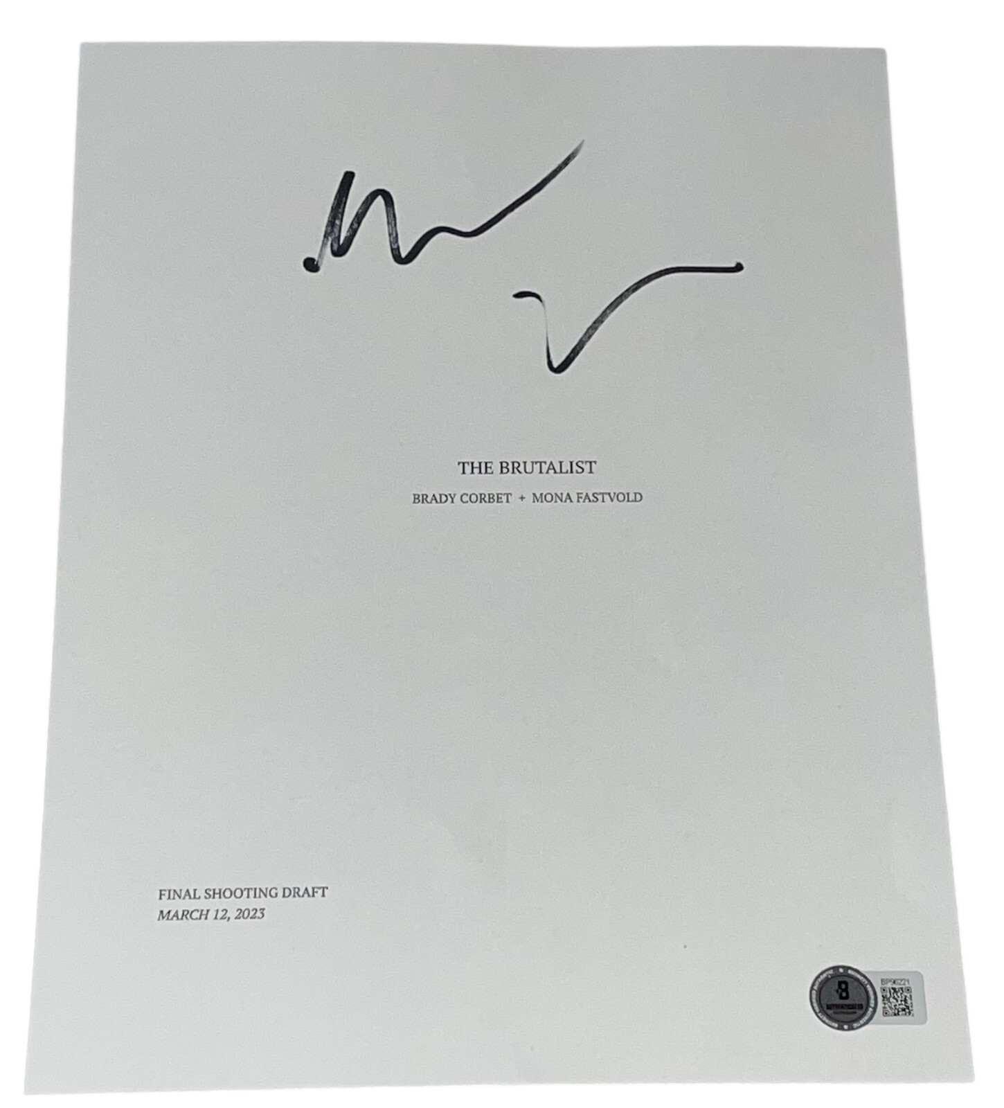 Brady Corbet Signed Autograph The Brutalist Full Script Screenplay Beckett BAS