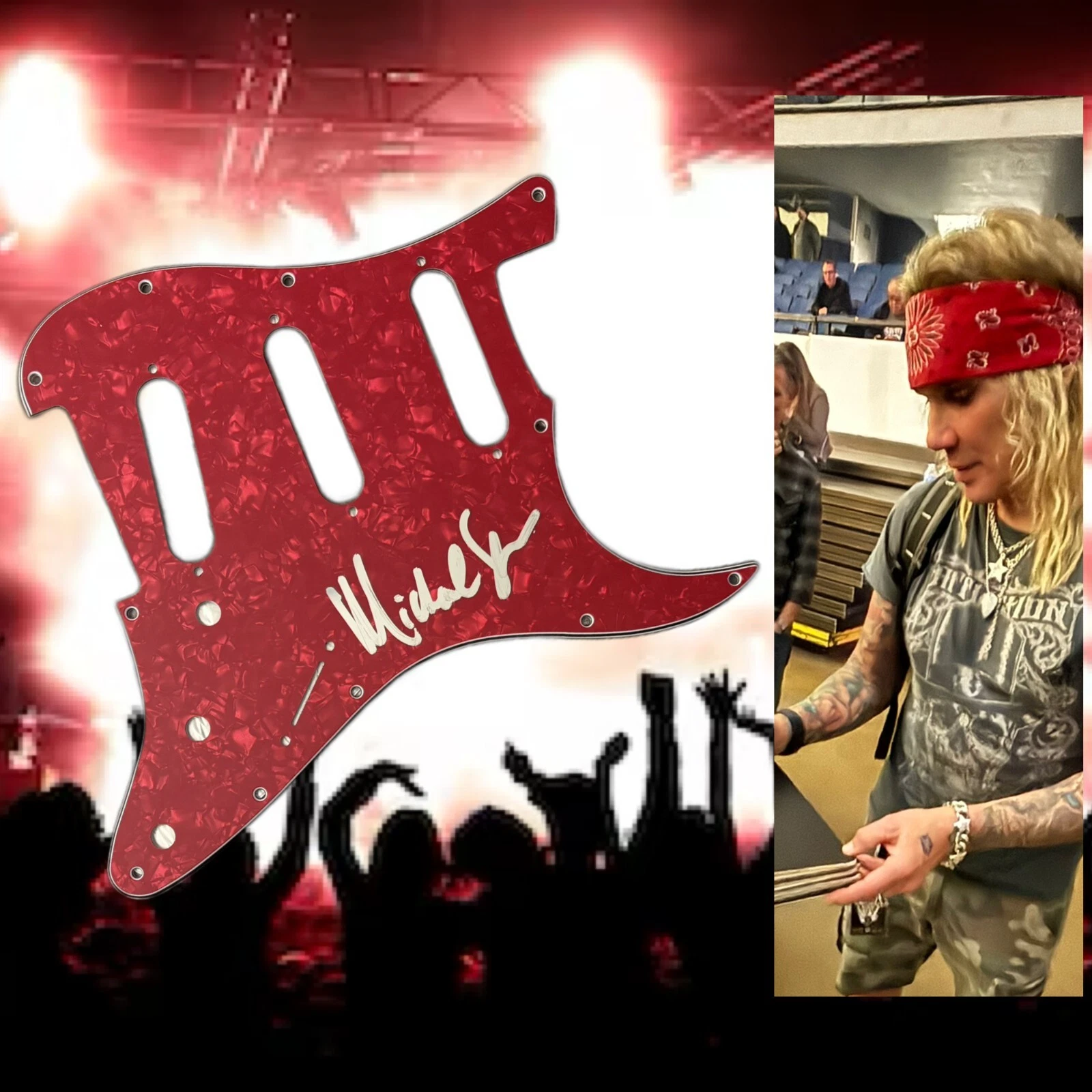 GFA Steel Panther Singer * MICHAEL STARR * Signed Electric Pickguard PROOF COA