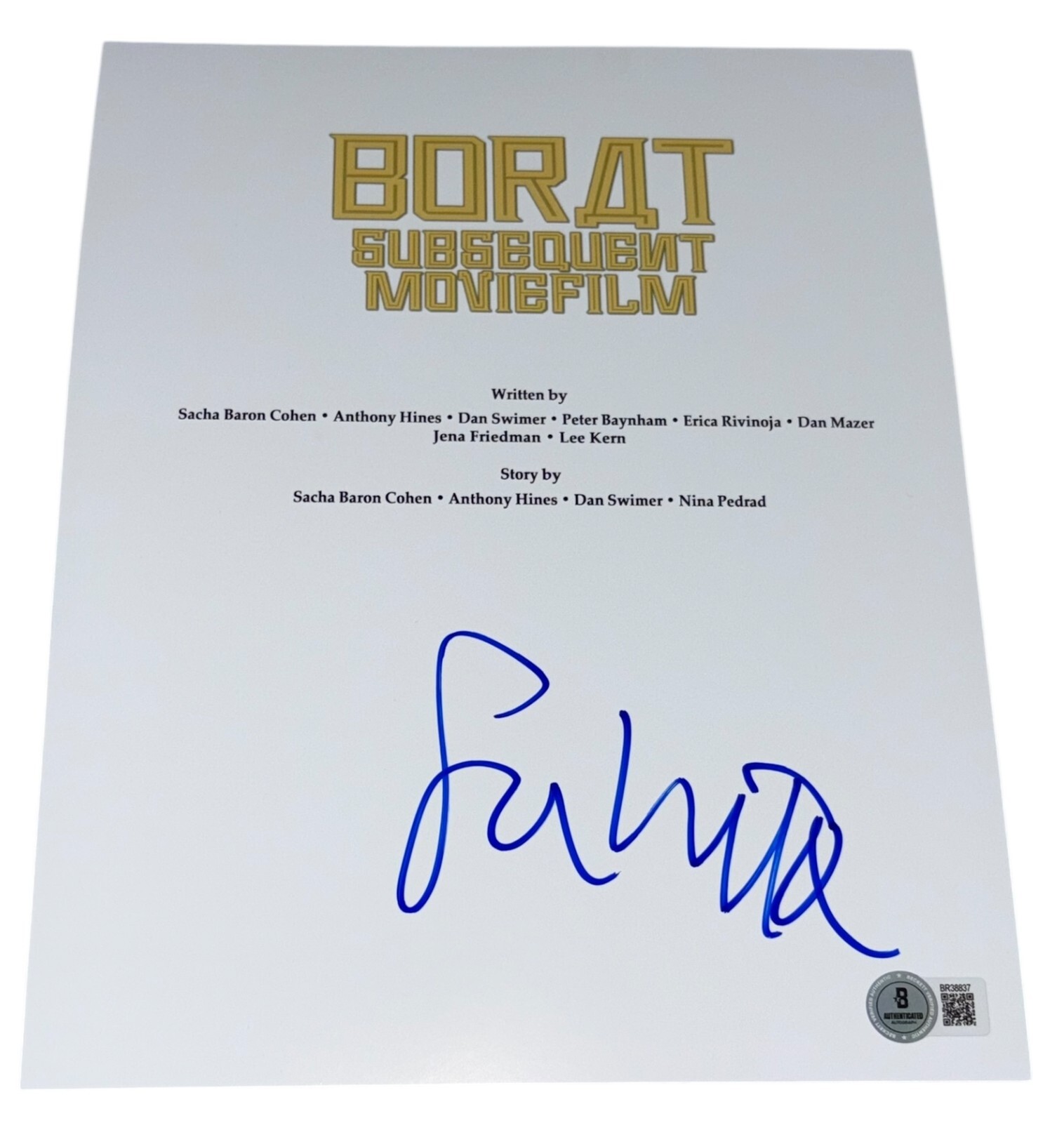 Sacha Baron Cohen Signed Autograph Borat Subsequent Movie Film Script Beckett