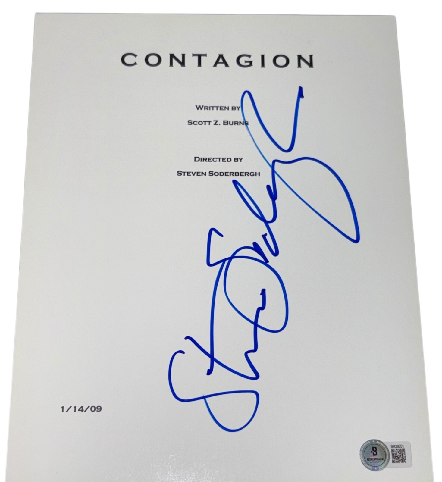 Steven Soderbergh Signed Autograph Contagion Movie Script Screenplay Beckett BAS