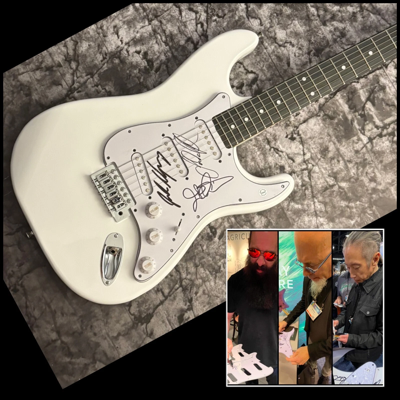 GFA John Petrucci x3 Band * DREAM THEATER * Signed Electric Guitar PROOF COA