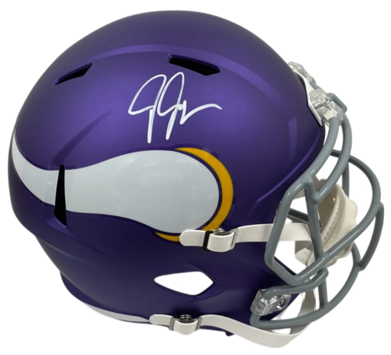 Justin Jefferson Minnesota Vikings Speed Replica Helmet Tribute Beckett Witness