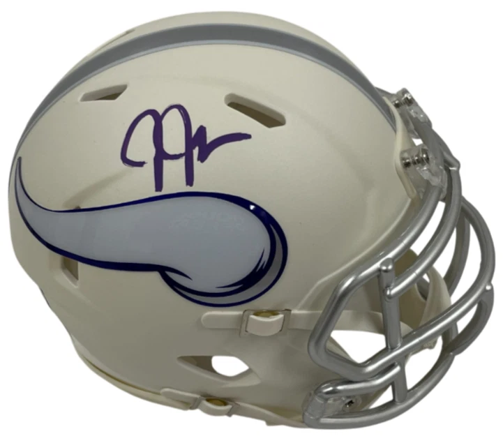 Justin Jefferson Minnesota Vikings Mini Speed Replica Helmet 2024 Alternate BAS